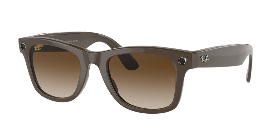 Ray-Ban Stories WAYFARER LARGE RW4004 Square Sunglasses  656013-BROWN 53-22-155 - Color Map brown