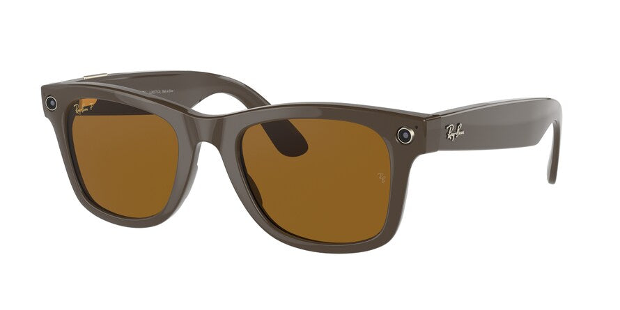 Ray-Ban Stories WAYFARER LARGE RW4004 Square Sunglasses  656083-BROWN 53-22-155 - Color Map brown