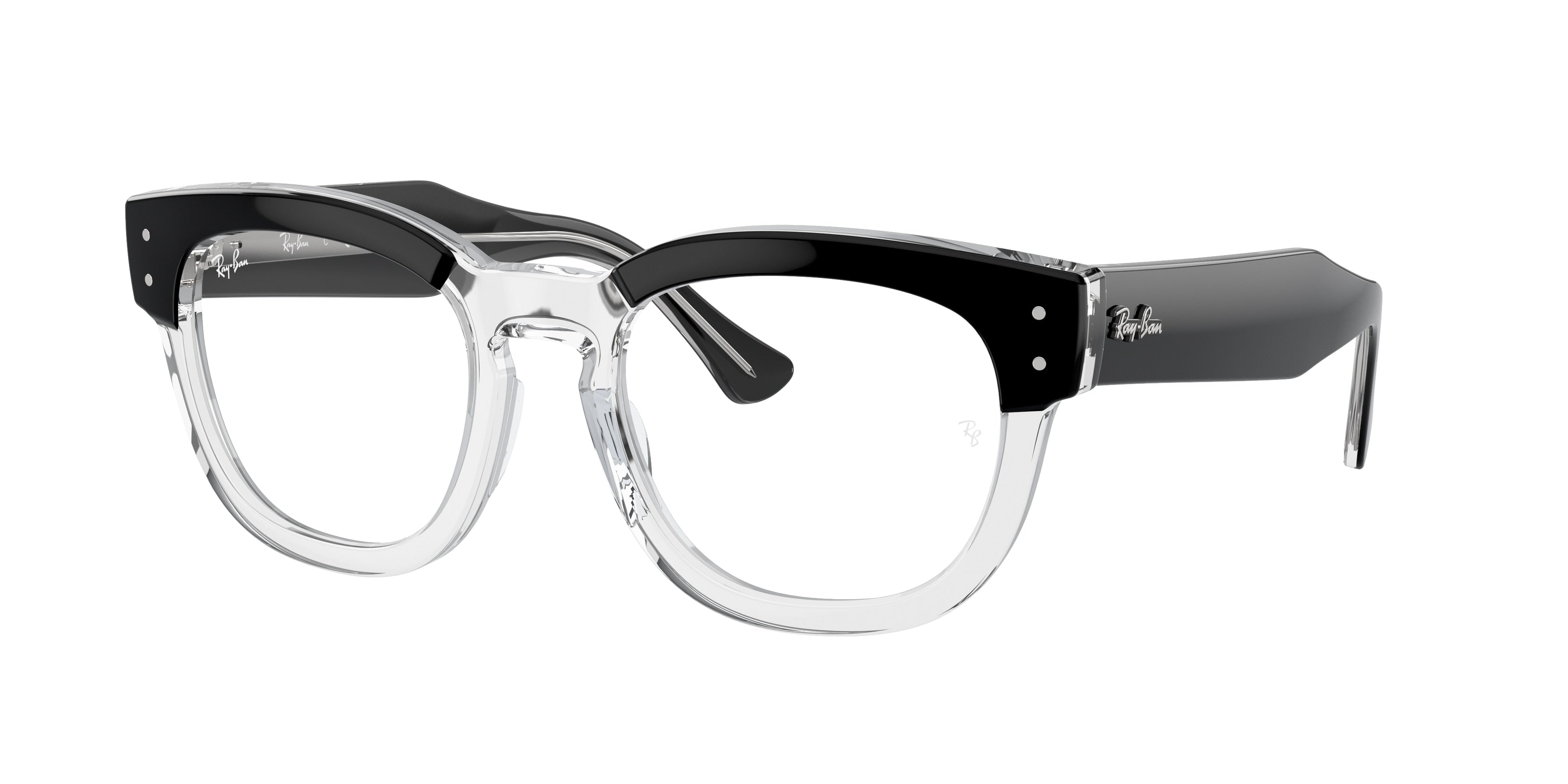 Ray-Ban Optical MEGA HAWKEYE RX0298VF Square Eyeglasses  2034-Black On Transparent 50-145-21 - Color Map Black