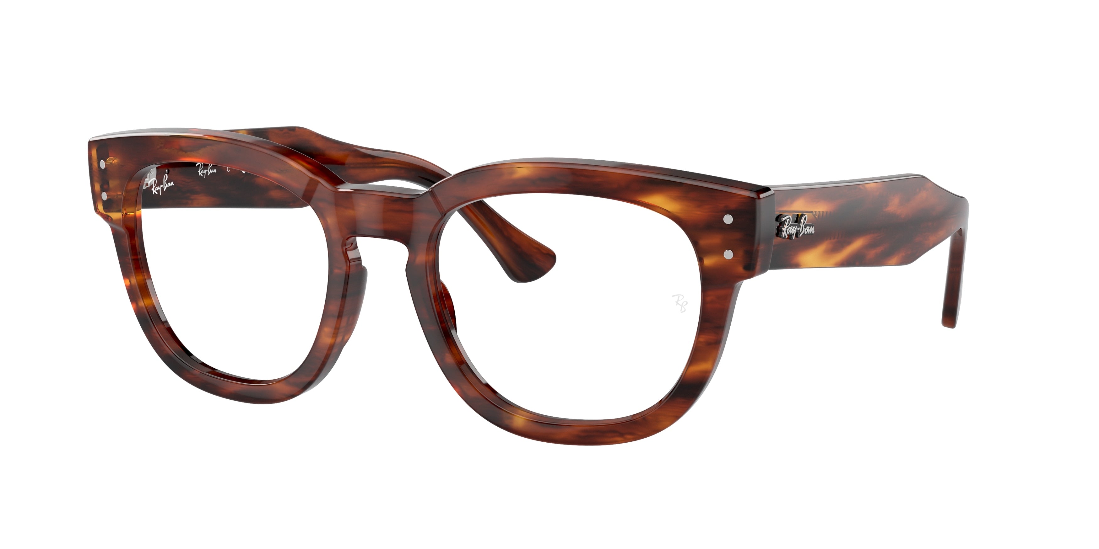 Ray-Ban Optical MEGA HAWKEYE RX0298V Square Eyeglasses  2144-Striped Havana 50-145-21 - Color Map Brown
