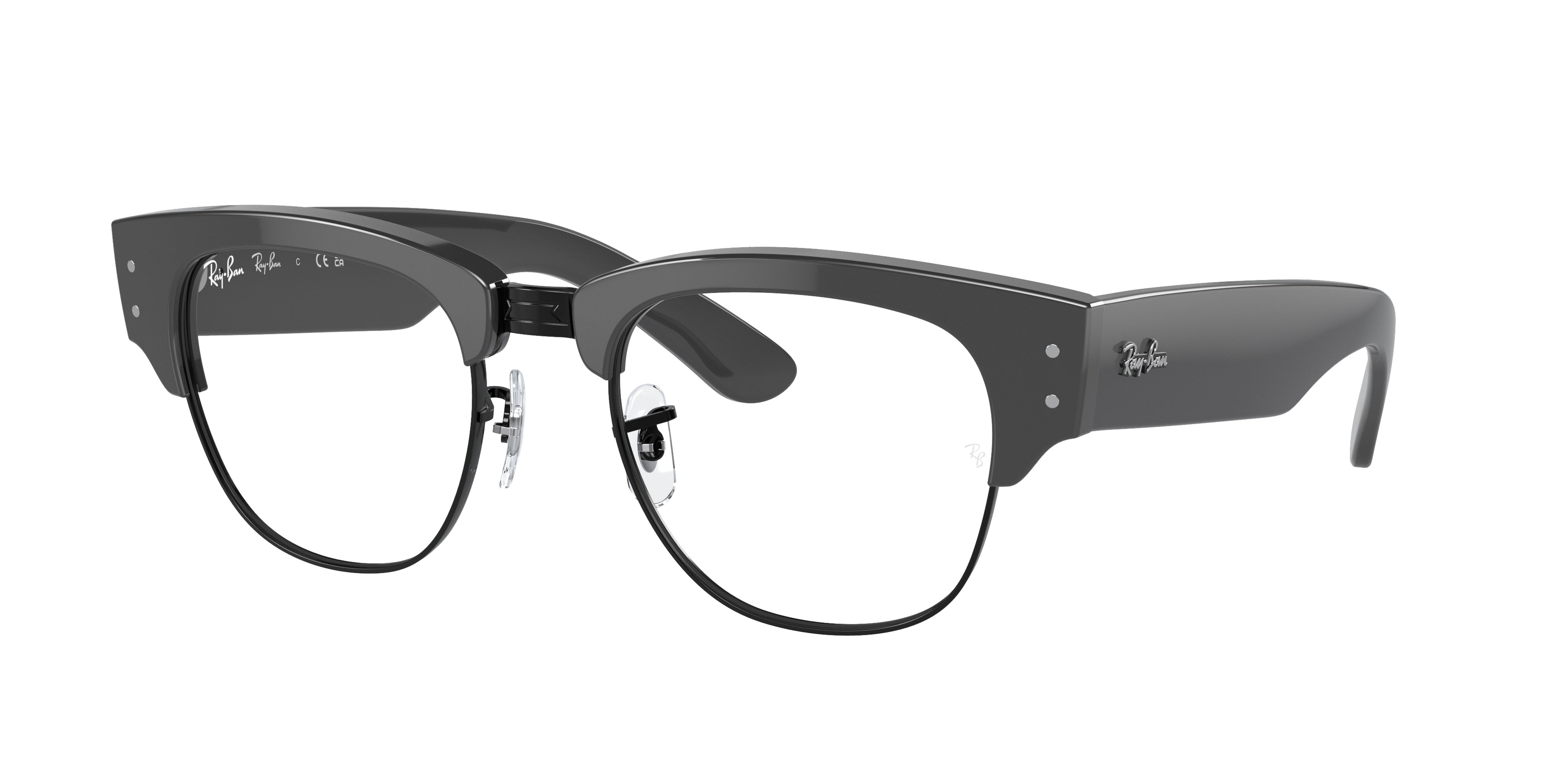 Ray-Ban Optical MEGA CLUBMASTER RX0316V Square Eyeglasses  8232-Grey On Black 50-145-21 - Color Map Grey