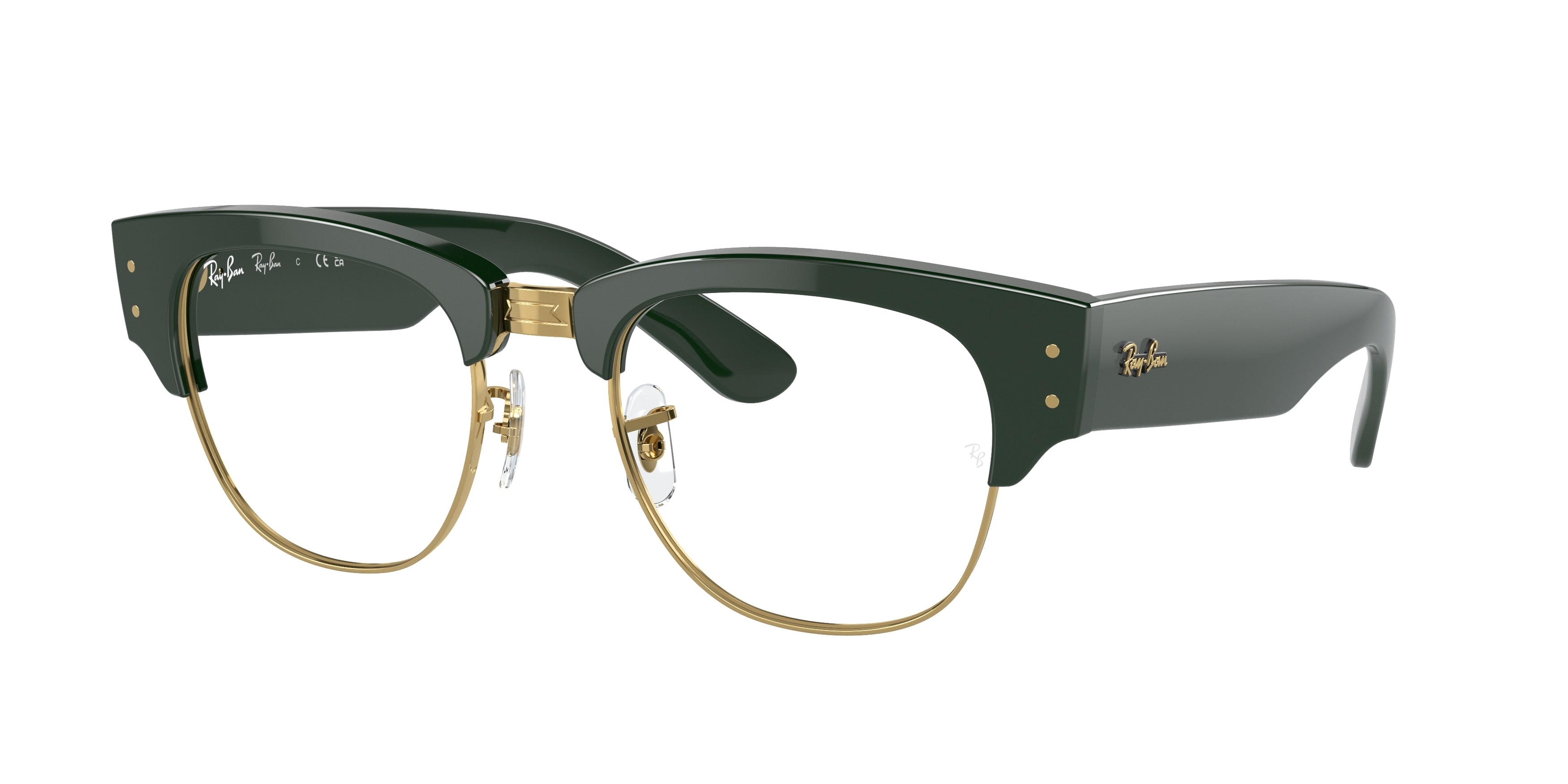Ray-Ban Optical MEGA CLUBMASTER RX0316V Square Eyeglasses  8233-Green On Gold 50-145-21 - Color Map Green