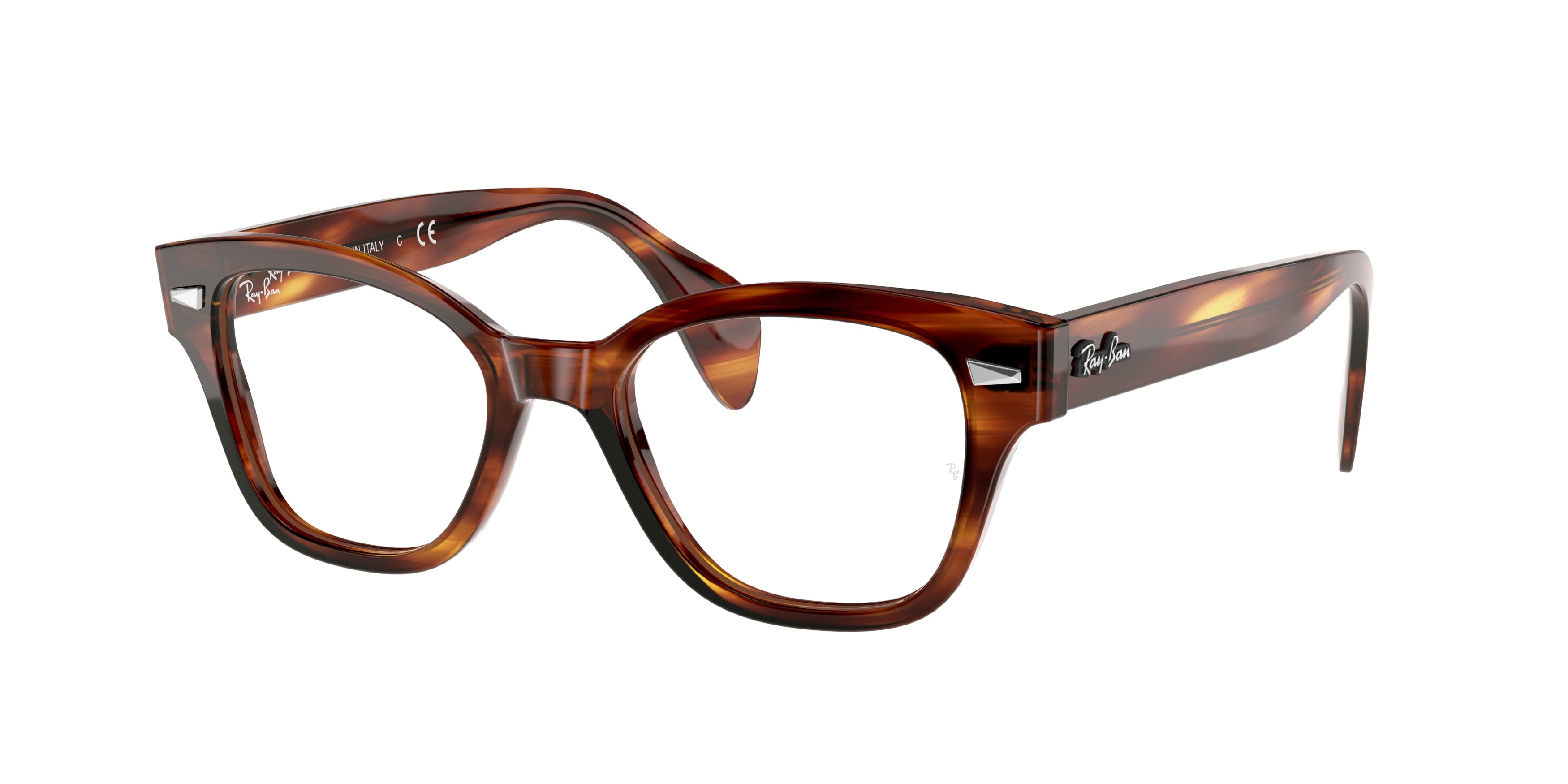 Ray-Ban Optical RX0880 Square Eyeglasses  2144-Striped Havana 52-145-19 - Color Map Brown