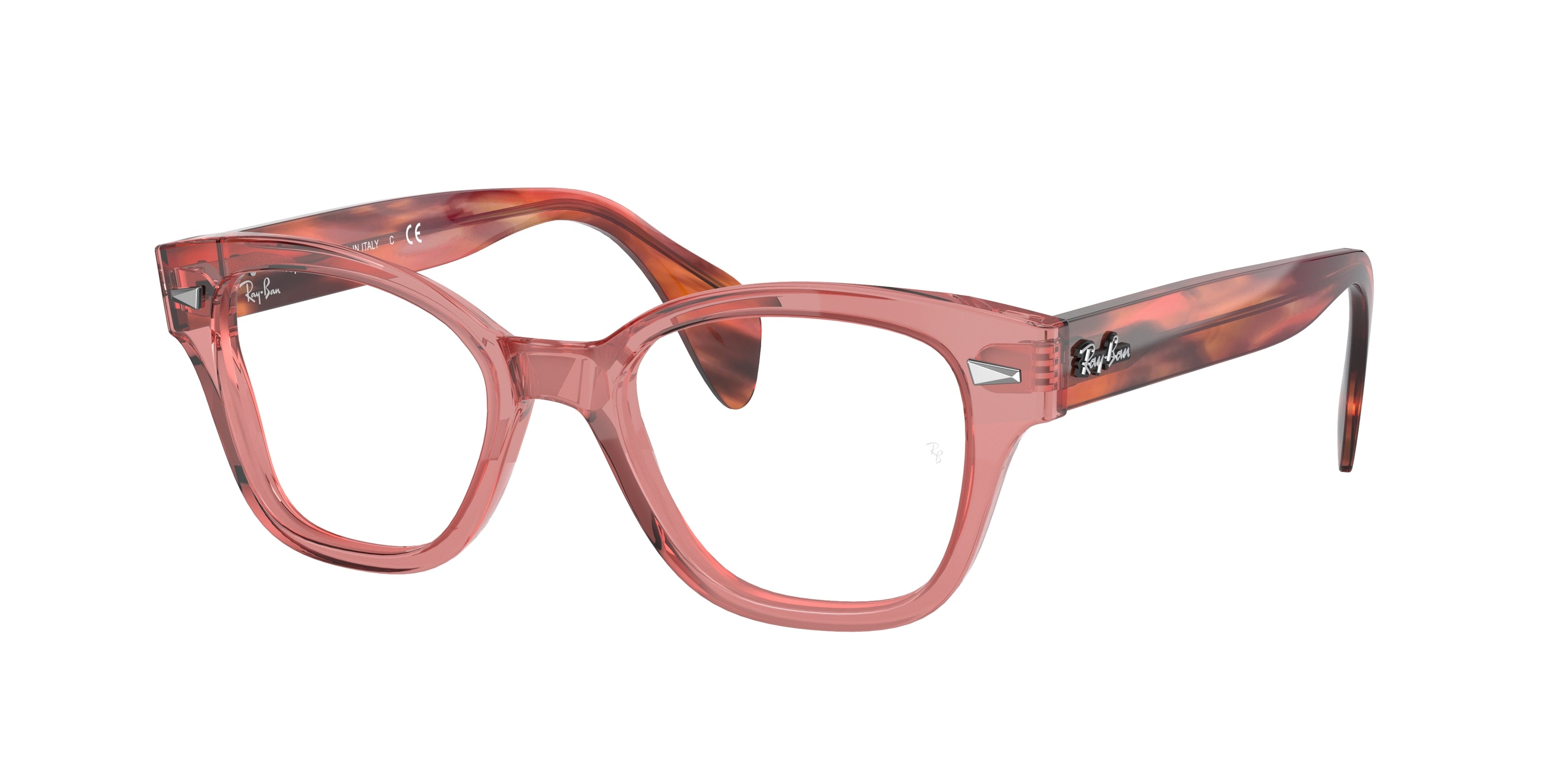 Ray-Ban Optical RX0880 Square Eyeglasses  8177-Transparent Pink 52-145-19 - Color Map Pink