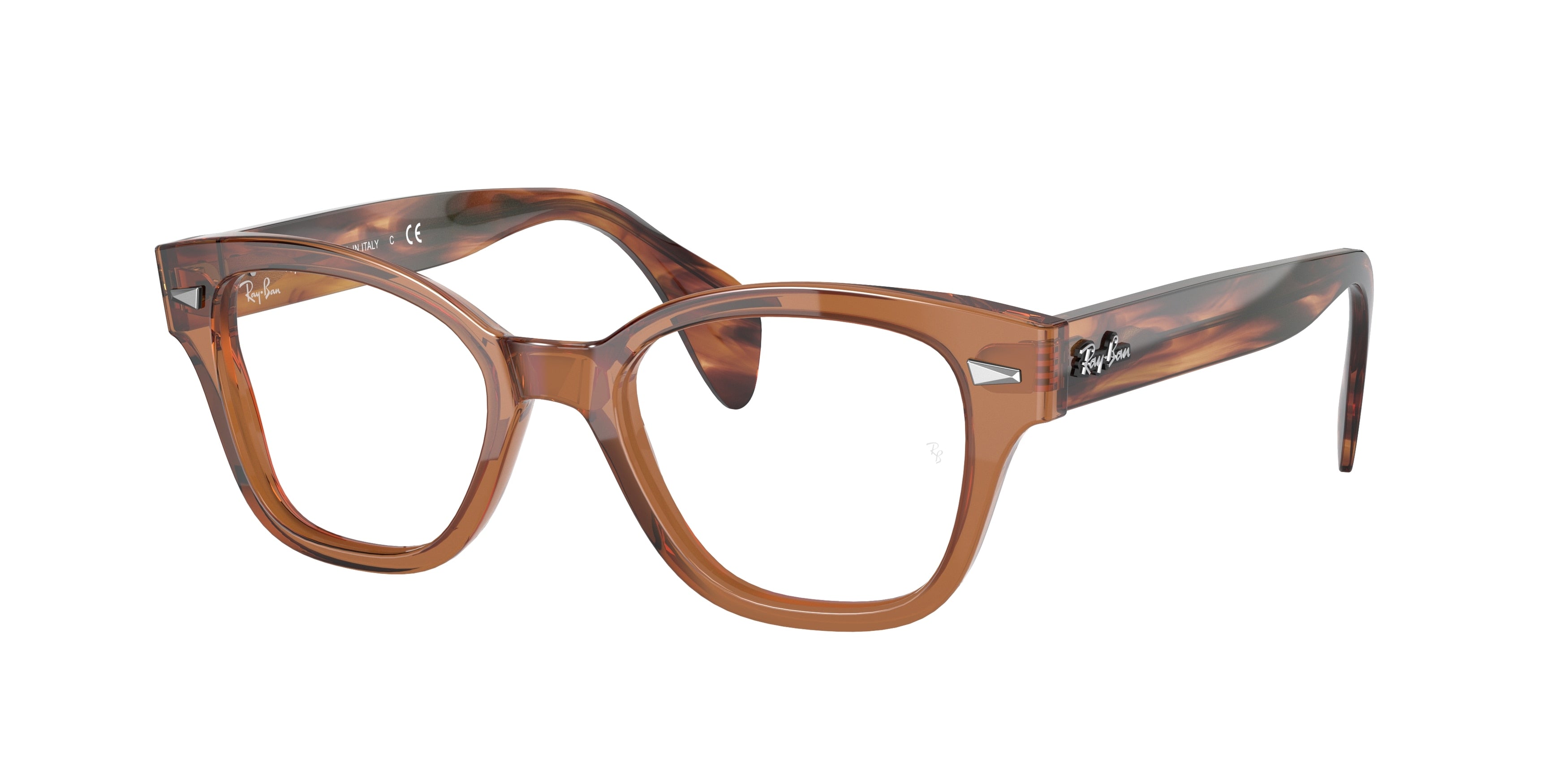Ray-Ban Optical RX0880 Square Eyeglasses  8180-Transparent Brown 52-145-19 - Color Map Brown