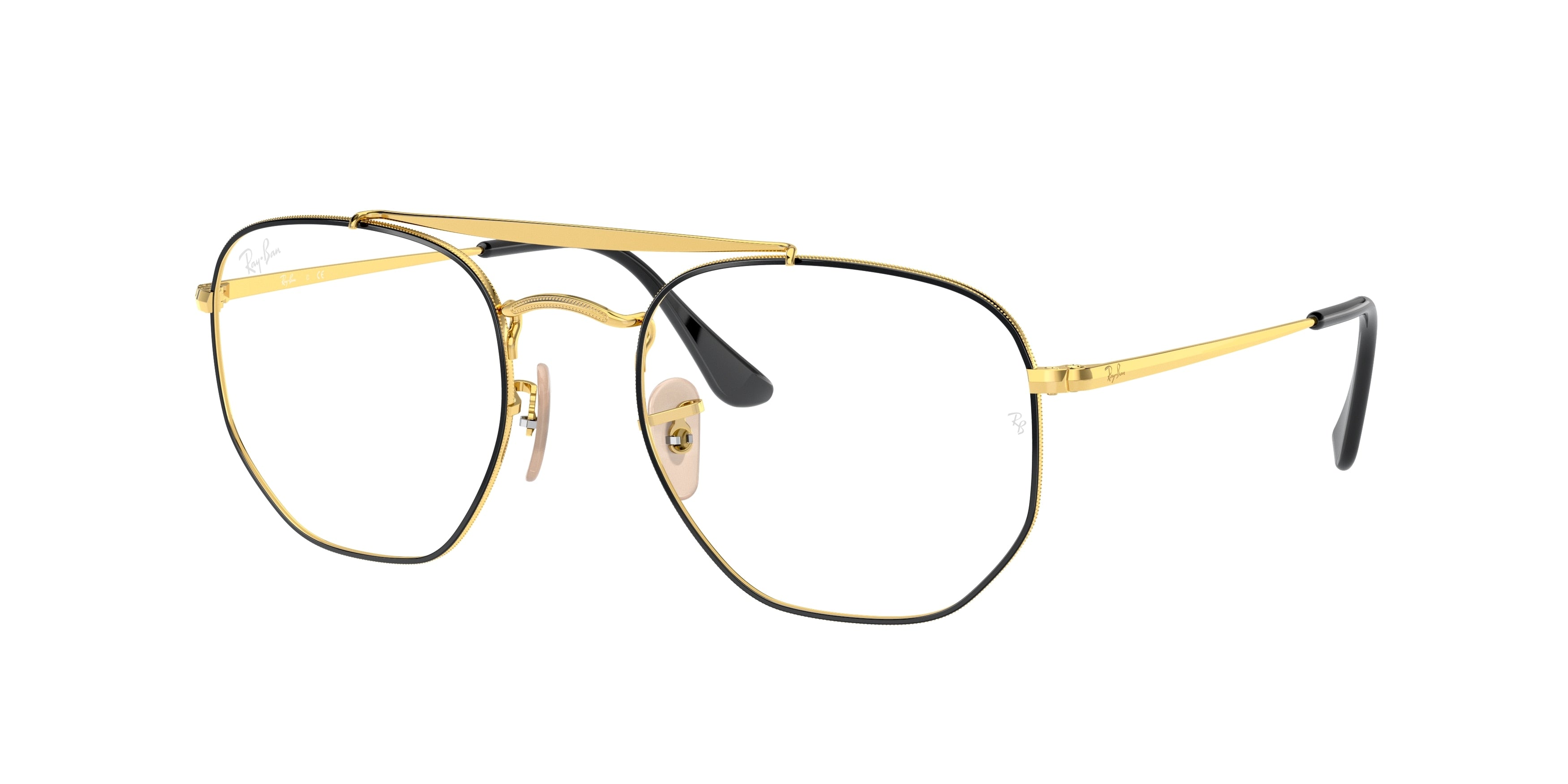 Ray-Ban Optical THE MARSHAL RX3648V Irregular Eyeglasses  2946-Black On Gold 54-145-21 - Color Map Black