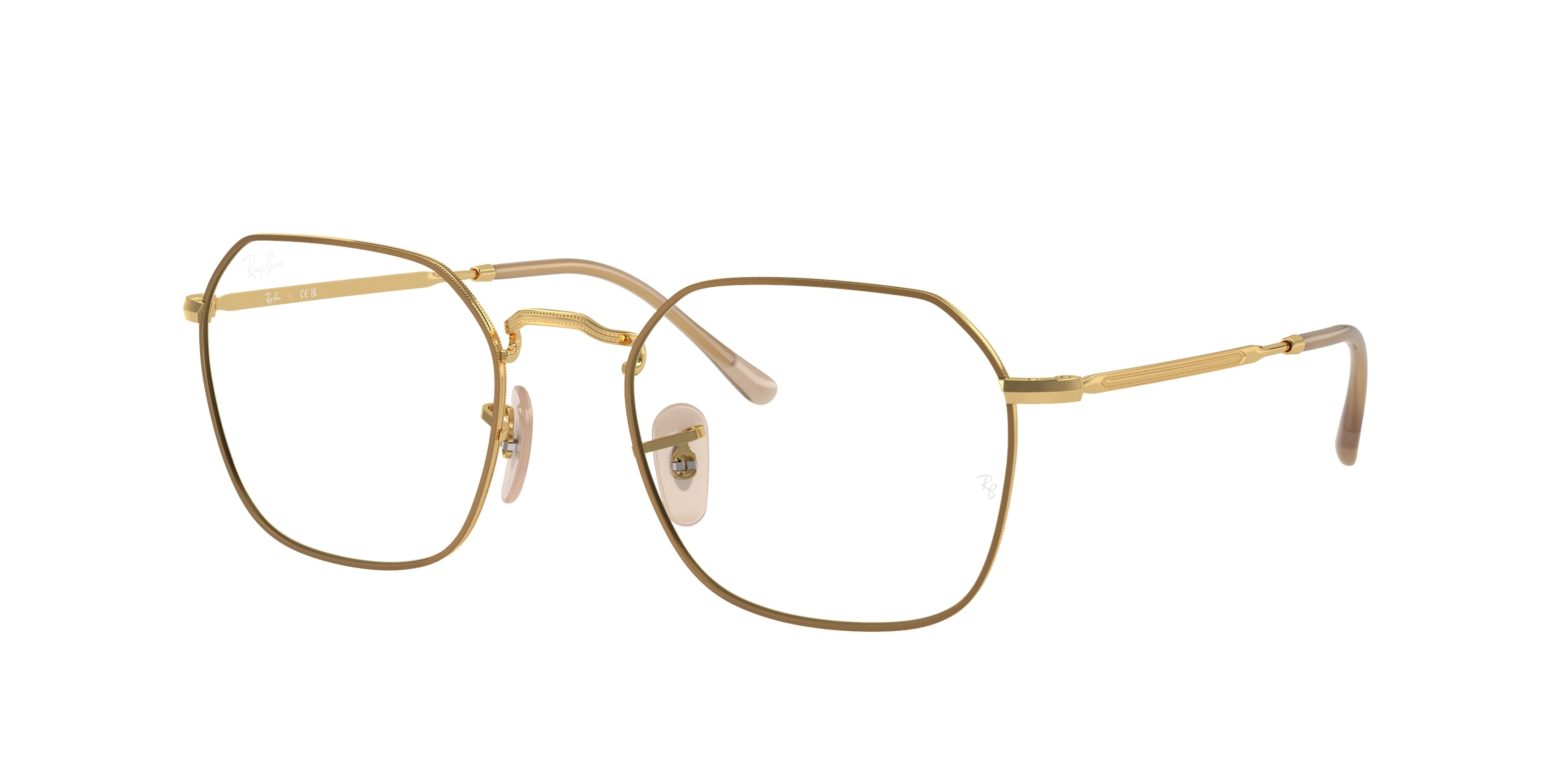 Ray-Ban Optical JIM RX3694V Irregular Eyeglasses  3167-Beige On Gold 53-140-20 - Color Map Beige
