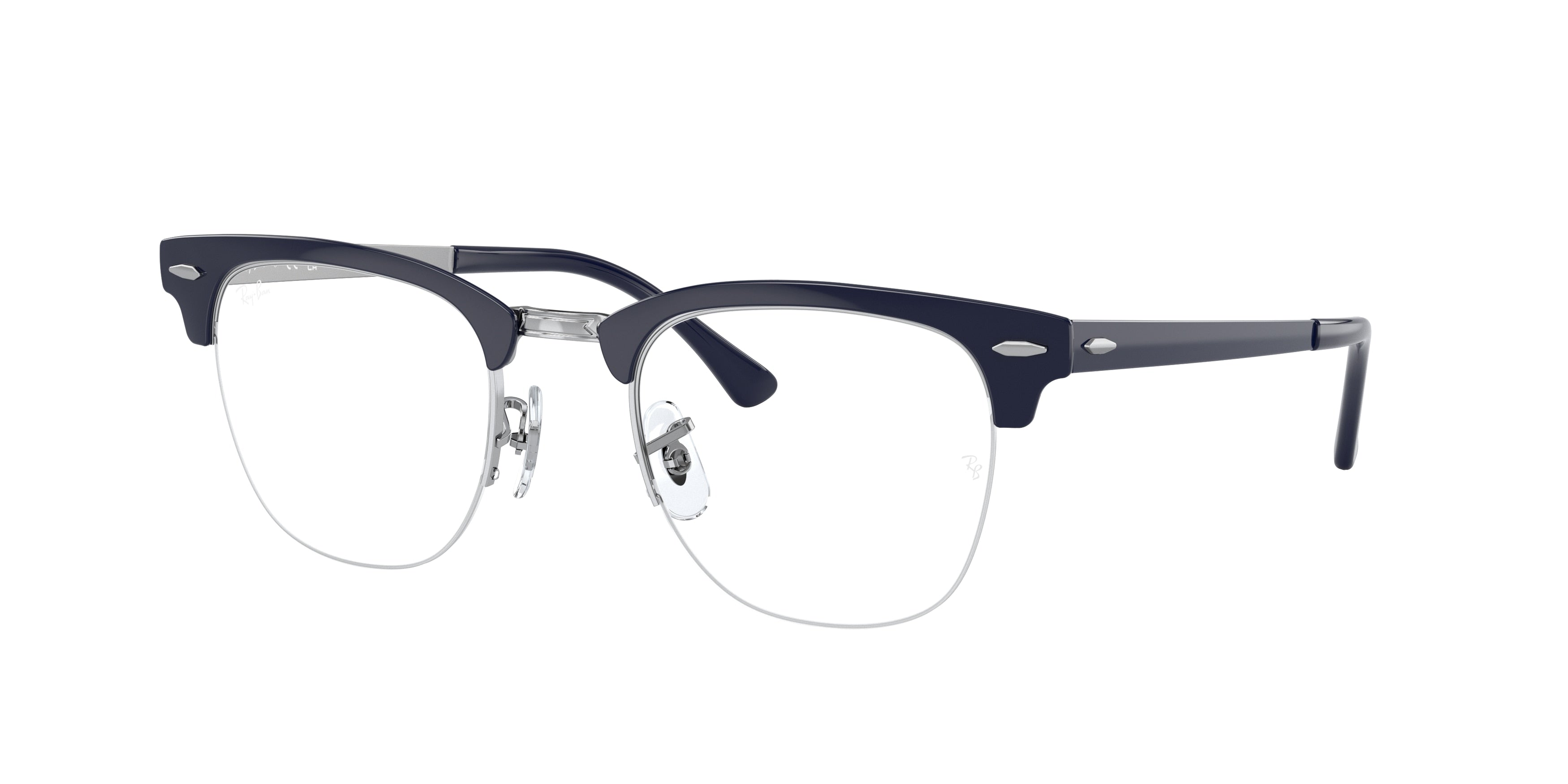 Ray-Ban Optical CLUBMASTER METAL RX3716VM Square Eyeglasses  3148-Blue On Silver 50-145-22 - Color Map Blue