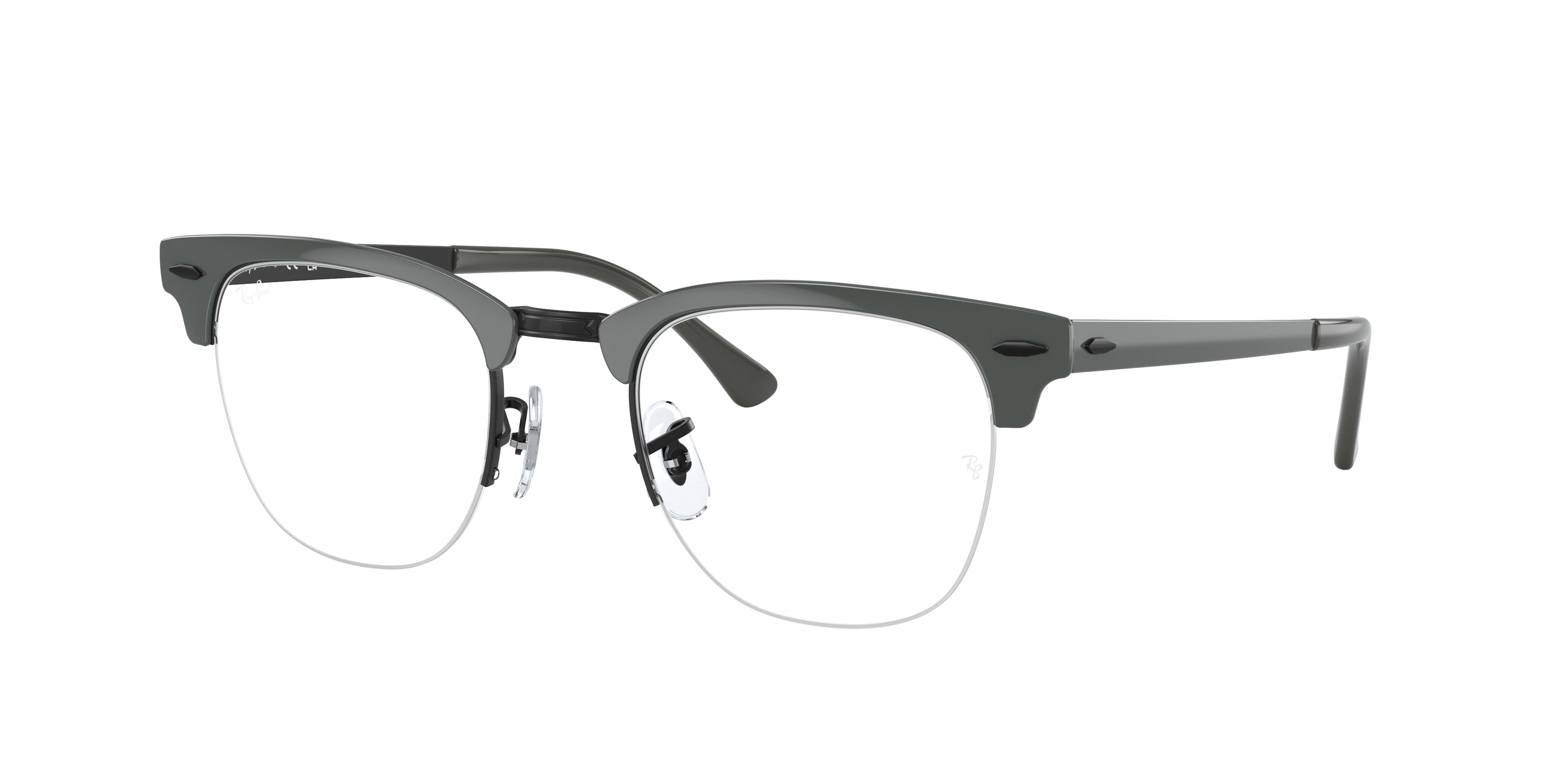 Ray-Ban Optical CLUBMASTER METAL RX3716VM Square Eyeglasses  3150-Grey On Black 50-145-22 - Color Map Grey