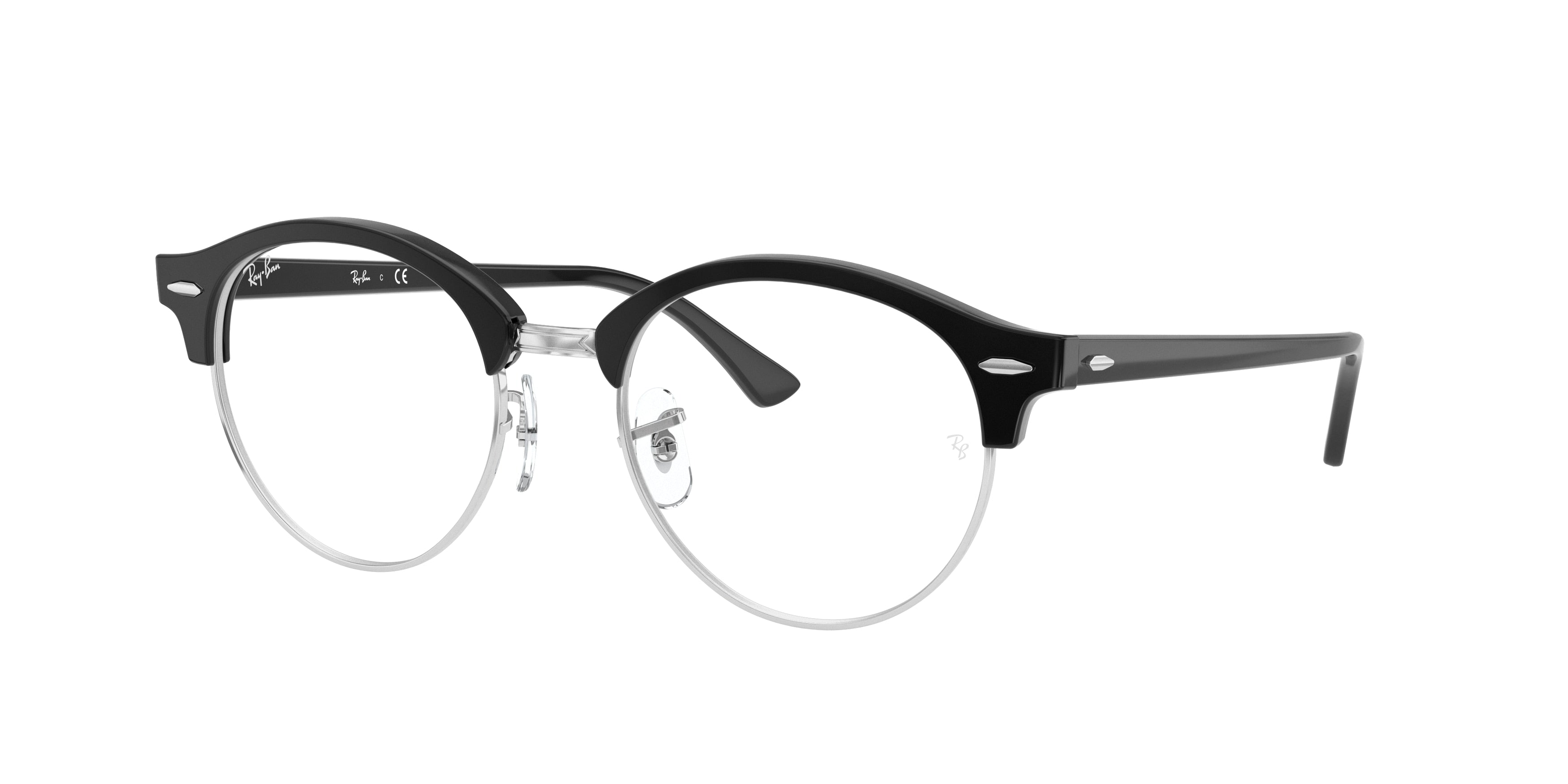 Ray-Ban Optical CLUBROUND RX4246V Round Eyeglasses  2000-Black 49-140-19 - Color Map Black