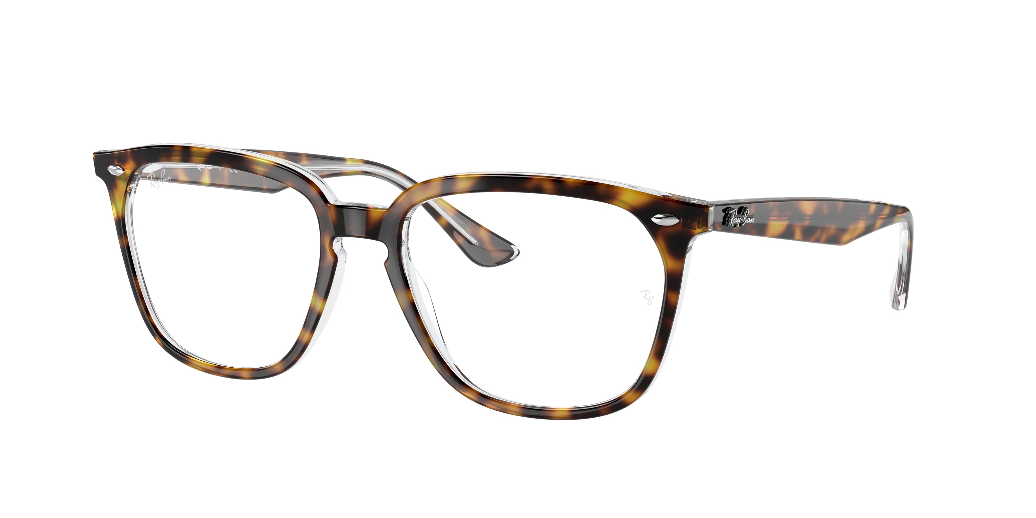 Ray-Ban Optical RX4362V Square Eyeglasses  5082-Havana On Transparent 53-145-18 - Color Map Brown