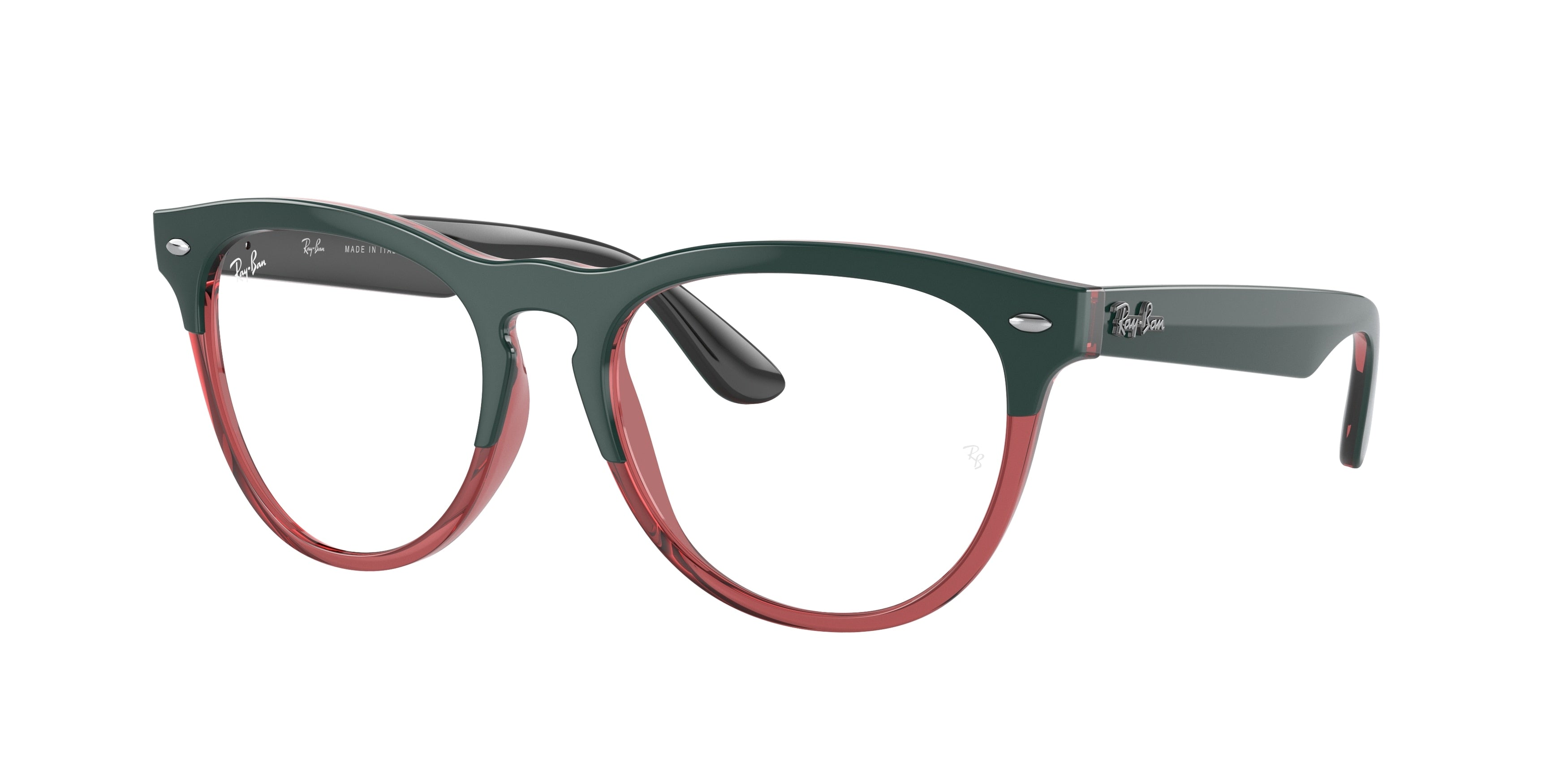 Ray-Ban Optical IRIS RX4471V Square Eyeglasses  8194-Dark Green On Transparent Light Red 54-145-18 - Color Map Green