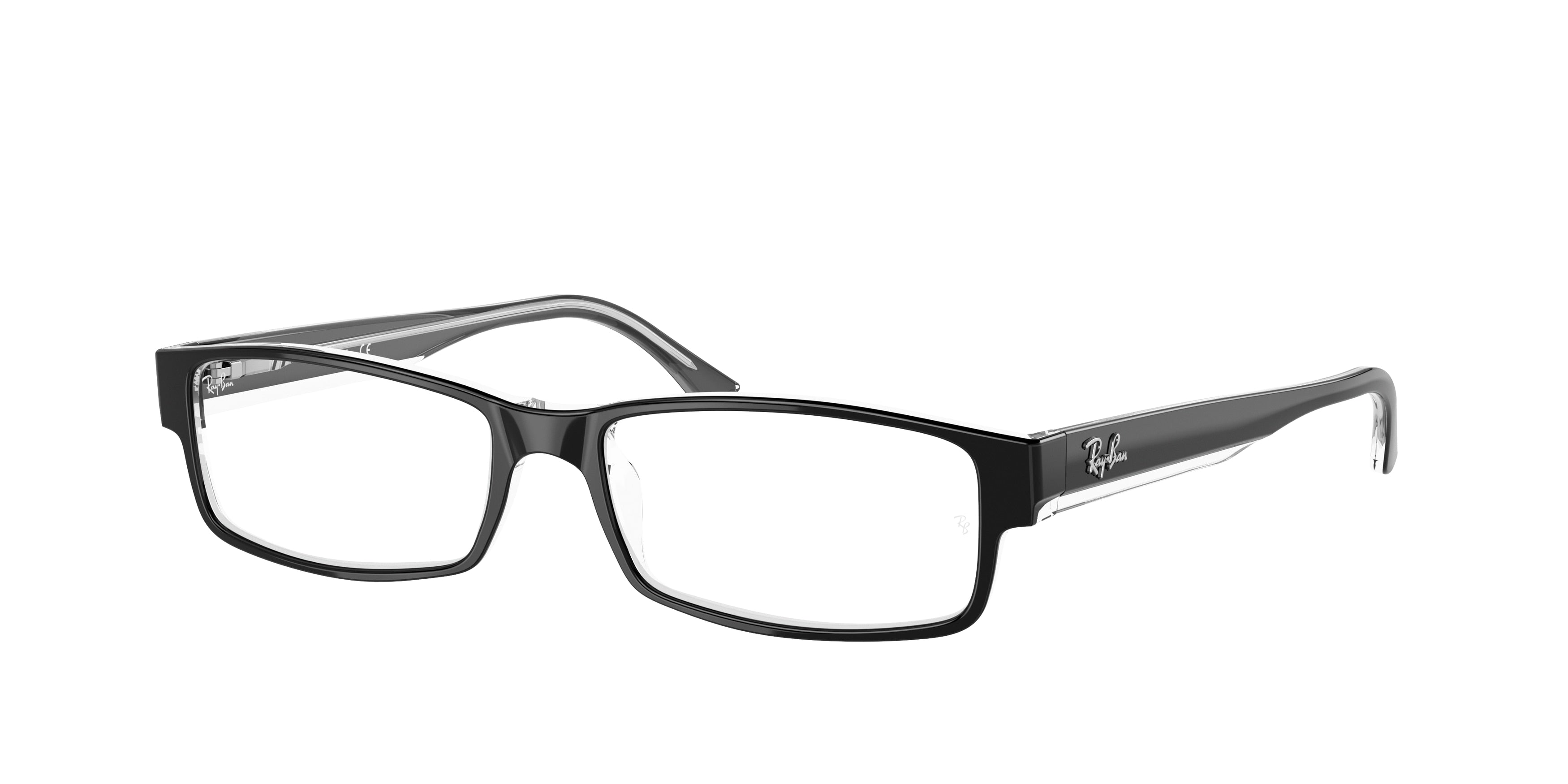 Ray-Ban Optical RX5114 Rectangle Eyeglasses  2034-Black On Transparent 54-140-16 - Color Map Black