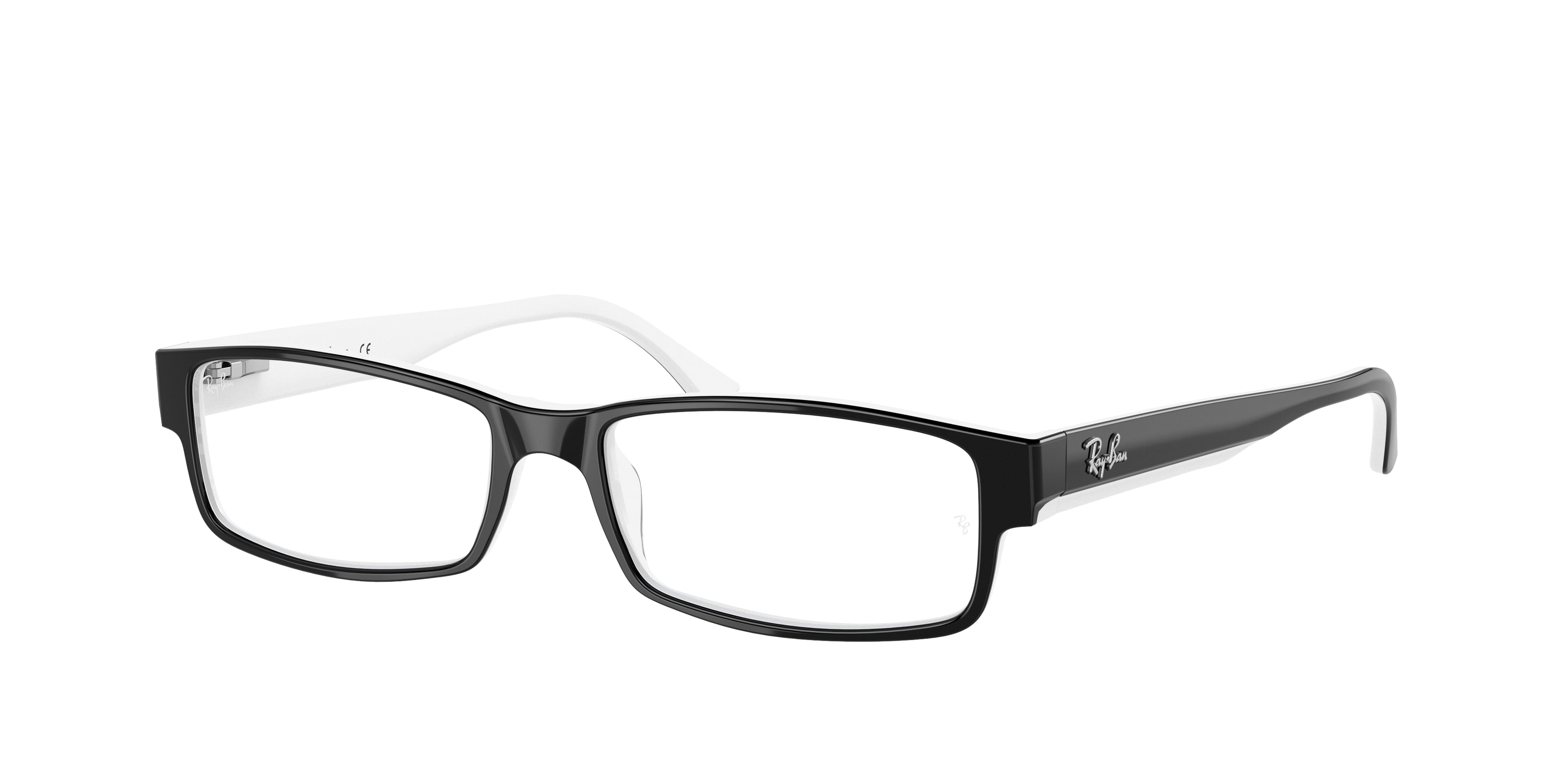 Ray-Ban Optical RX5114 Rectangle Eyeglasses  2097-Black On White 52-135-16 - Color Map Black
