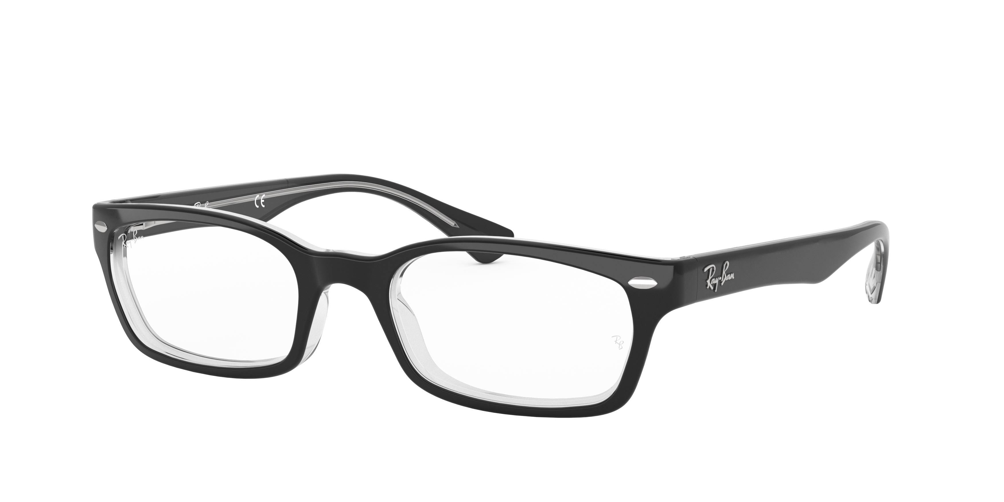 Ray-Ban Optical RX5150 Rectangle Eyeglasses  2034-Black On Transparent 52-135-19 - Color Map Black