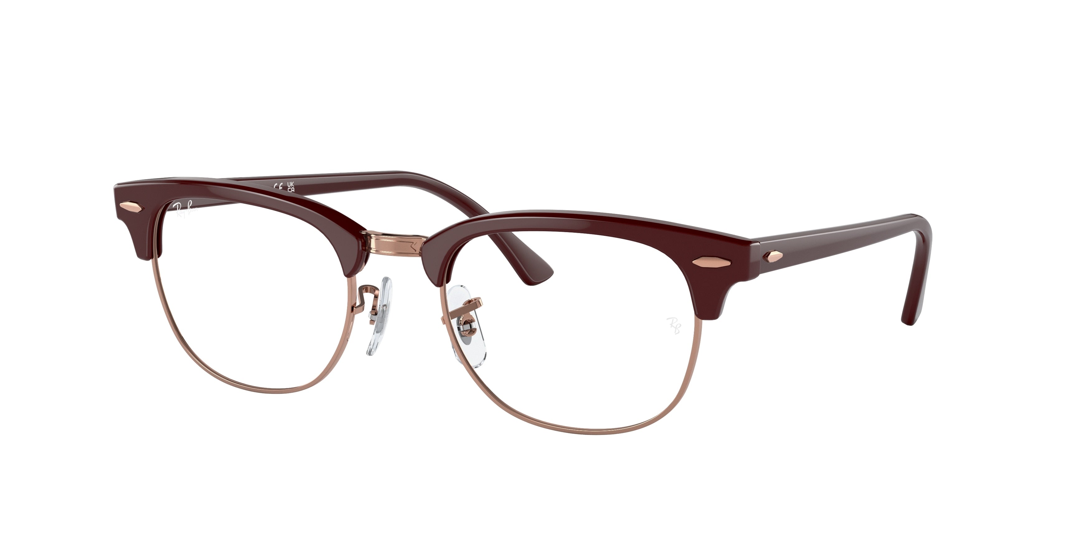 Ray-Ban Optical CLUBMASTER RX5154 Square Eyeglasses  8230-Bordeaux On Rose Gold 50-145-21 - Color Map Red