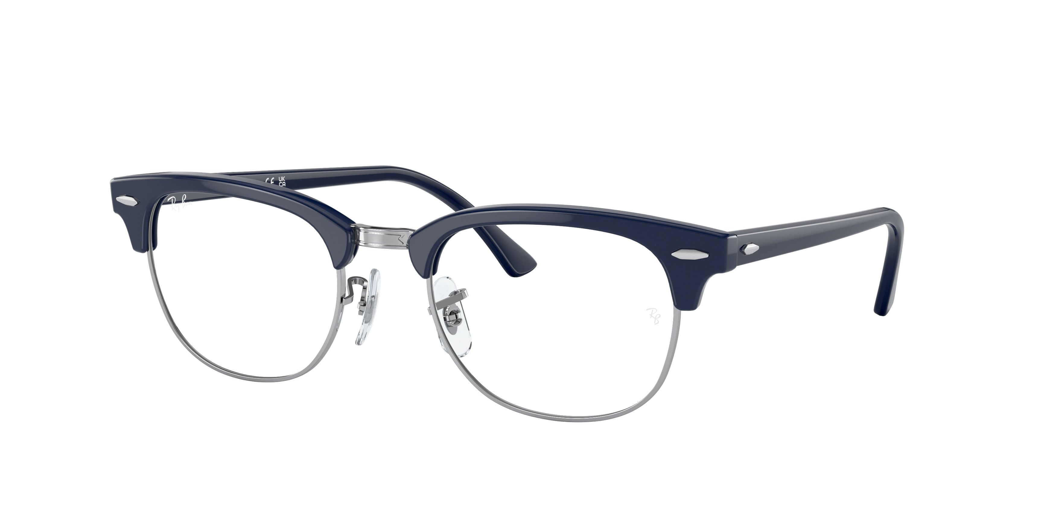 Ray-Ban Optical CLUBMASTER RX5154 Square Eyeglasses  8231-Blue On Silver 50-145-21 - Color Map Blue