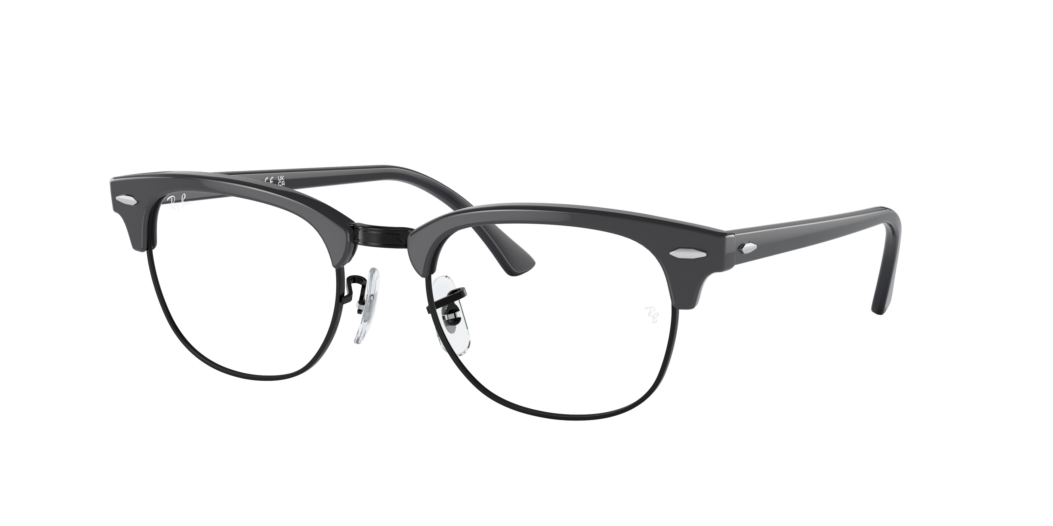 Ray-Ban Optical CLUBMASTER RX5154 Square Eyeglasses  8232-Grey On Black 50-145-21 - Color Map Grey
