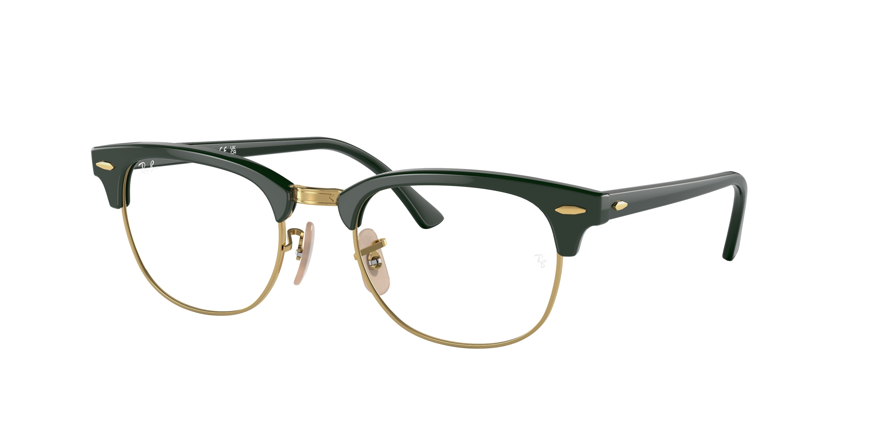 Ray-Ban Optical CLUBMASTER RX5154 Square Eyeglasses  8233-Green On Gold 50-145-21 - Color Map Green