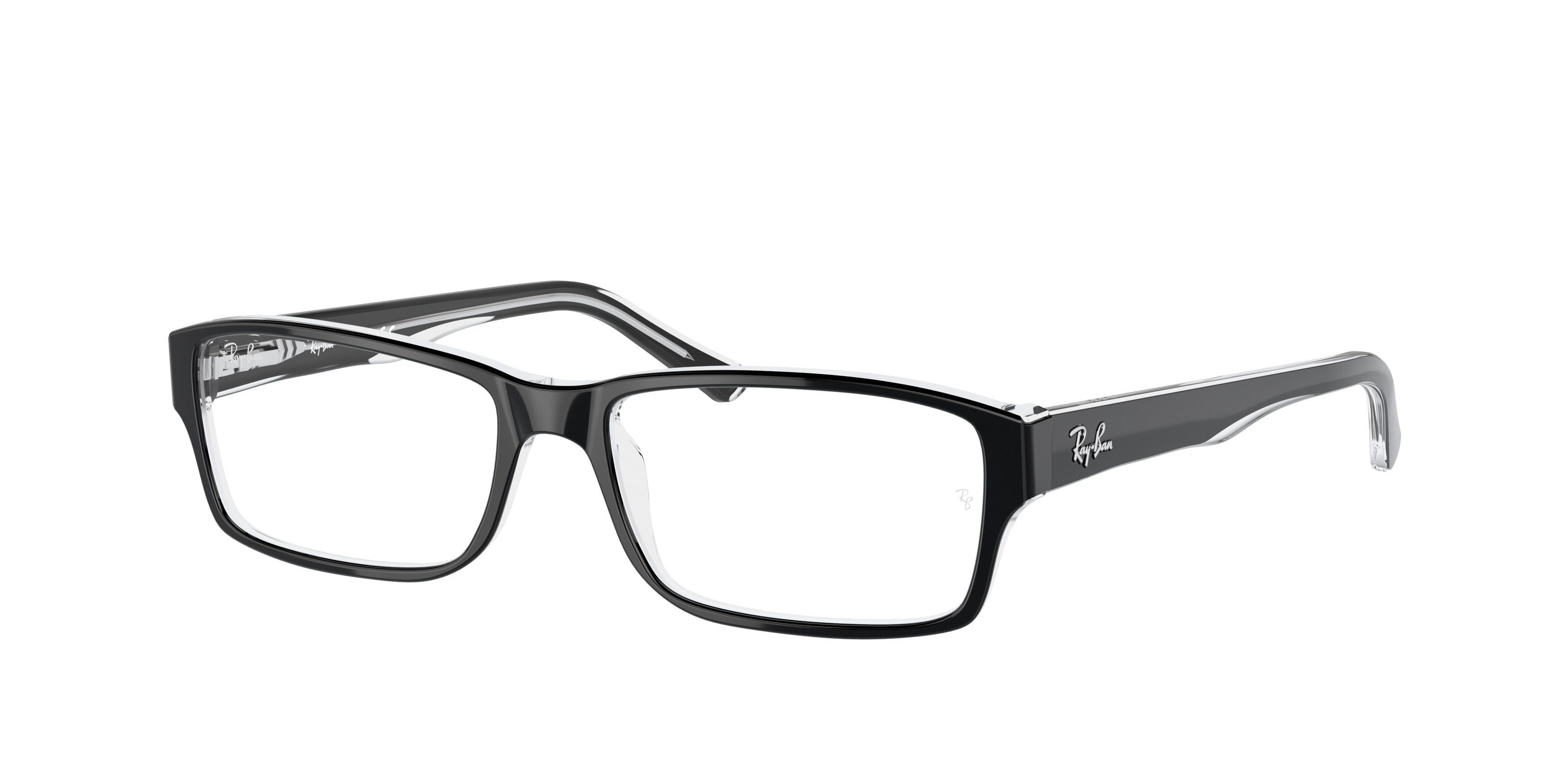Ray-Ban Optical RX5169 Rectangle Eyeglasses  2034-Black On Transparent 54-140-16 - Color Map Black