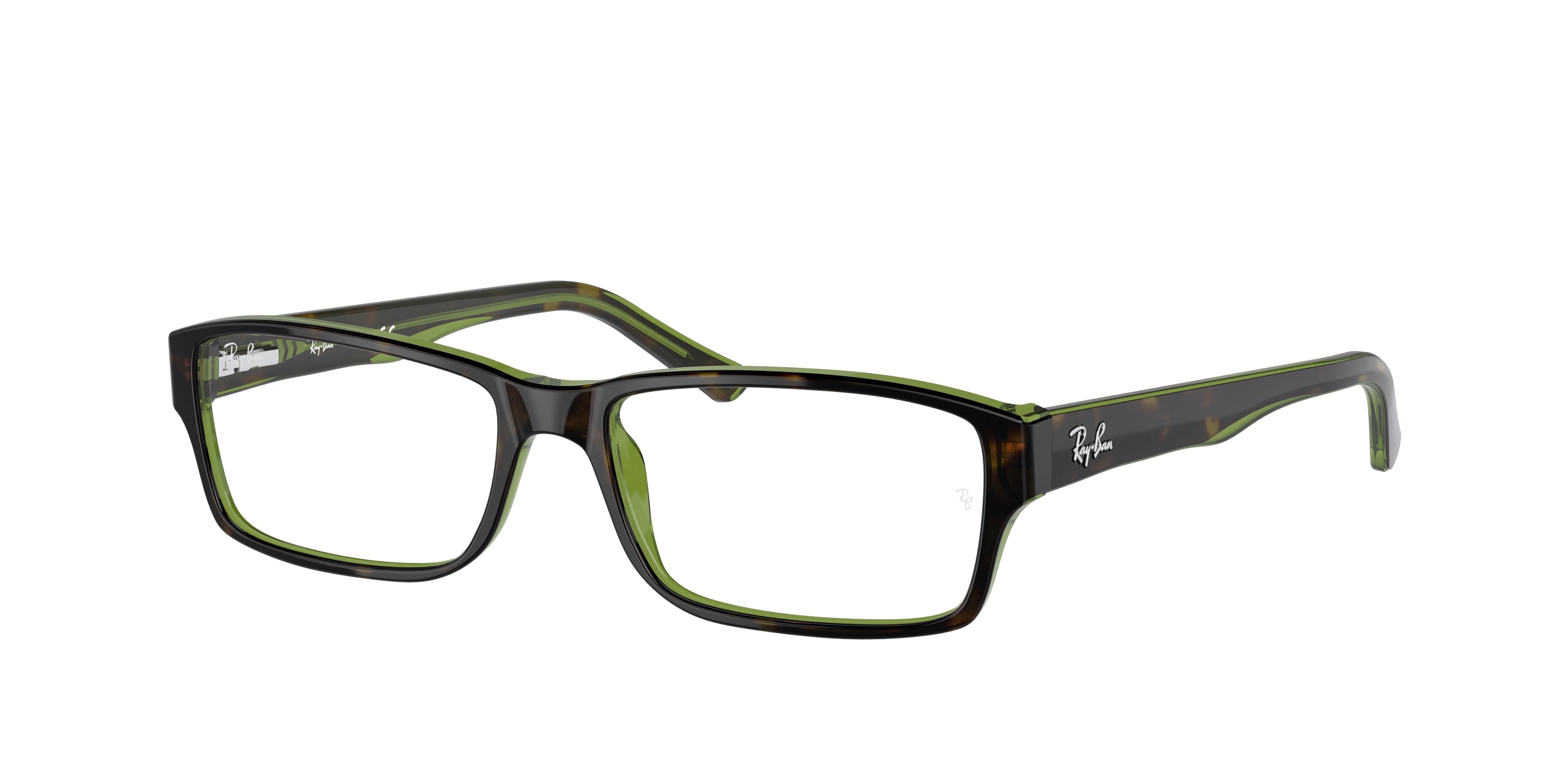 Ray-Ban Optical RX5169 Rectangle Eyeglasses  2383-Havana On Green 54-140-16 - Color Map Brown