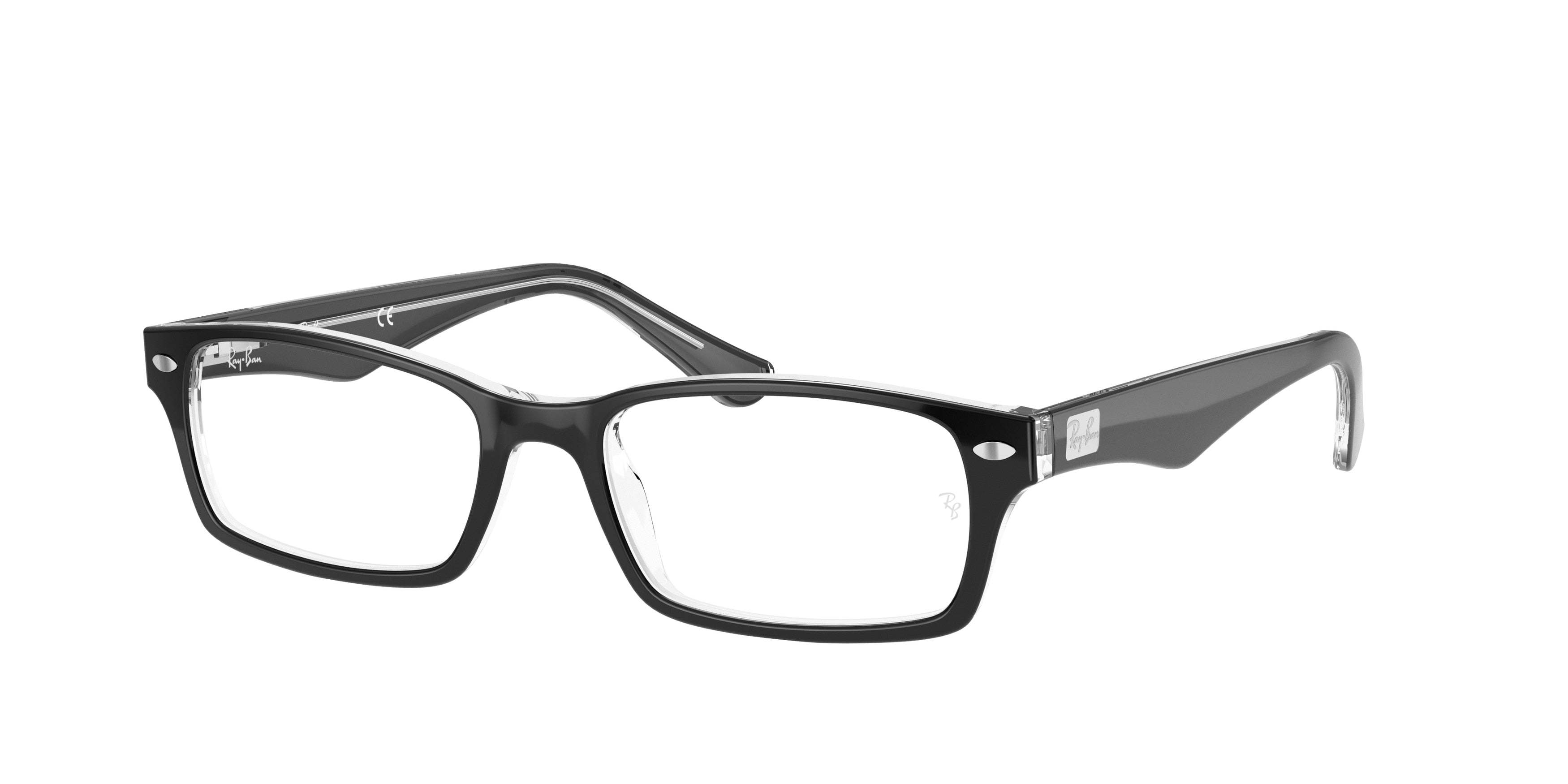 Ray-Ban Optical RX5206 Rectangle Eyeglasses  2034-Black On Transparent 54-145-18 - Color Map Black