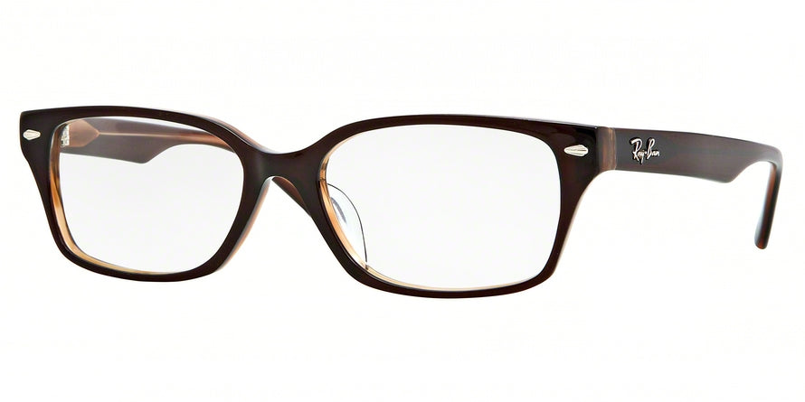 Ray-Ban Optical RX5222 Rectangle Eyeglasses  5041J-CHARCOAL BROWN/CLEAR BROWN 54-17-140 - Color Map brown