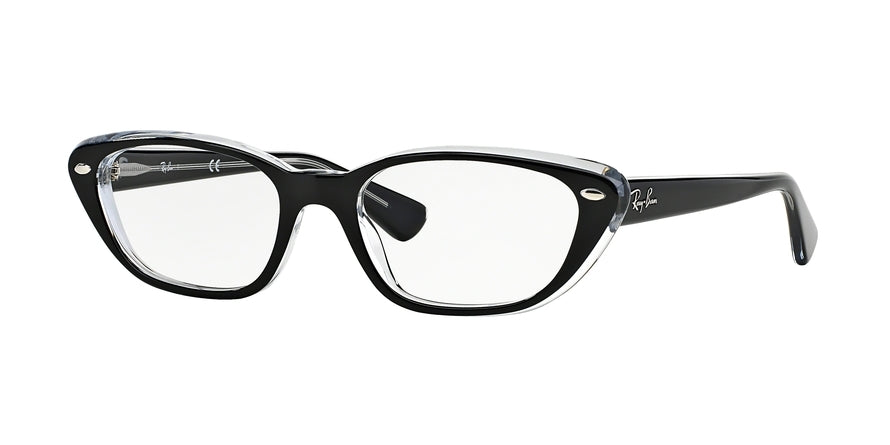 Ray-Ban Optical RX5242 Cat Eye Eyeglasses  2034-TOP BLACK ON TRANSPARENT 53-18-140 - Color Map black