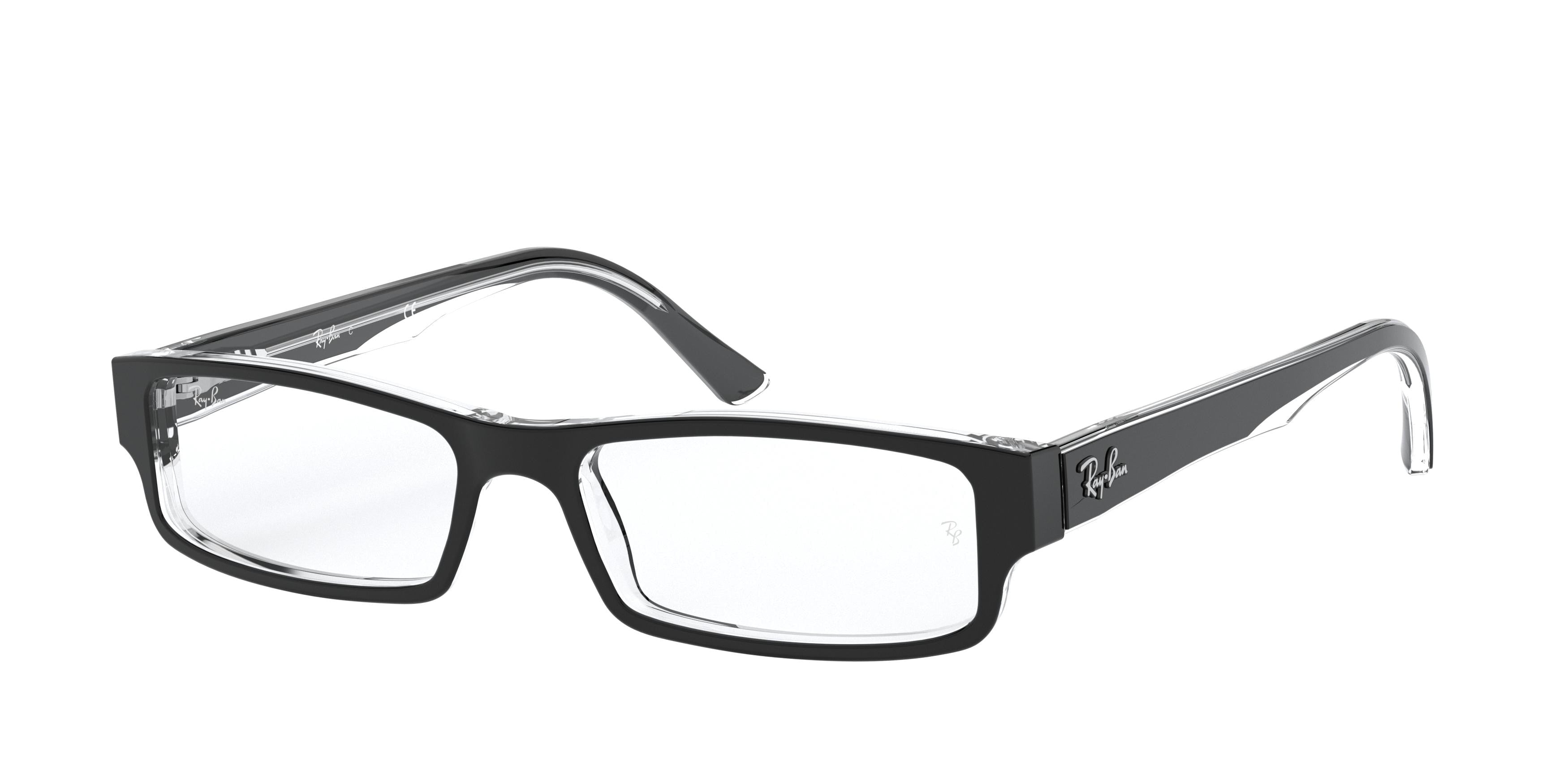 Ray-Ban Optical RX5246 Rectangle Eyeglasses  2034-Black On Transparent 52-135-16 - Color Map Black