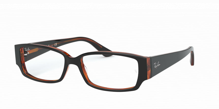 Ray-Ban Optical RX5250 Rectangle Eyeglasses  2044-TOP BLACK ON RED HAVANA 54-15-145 - Color Map black