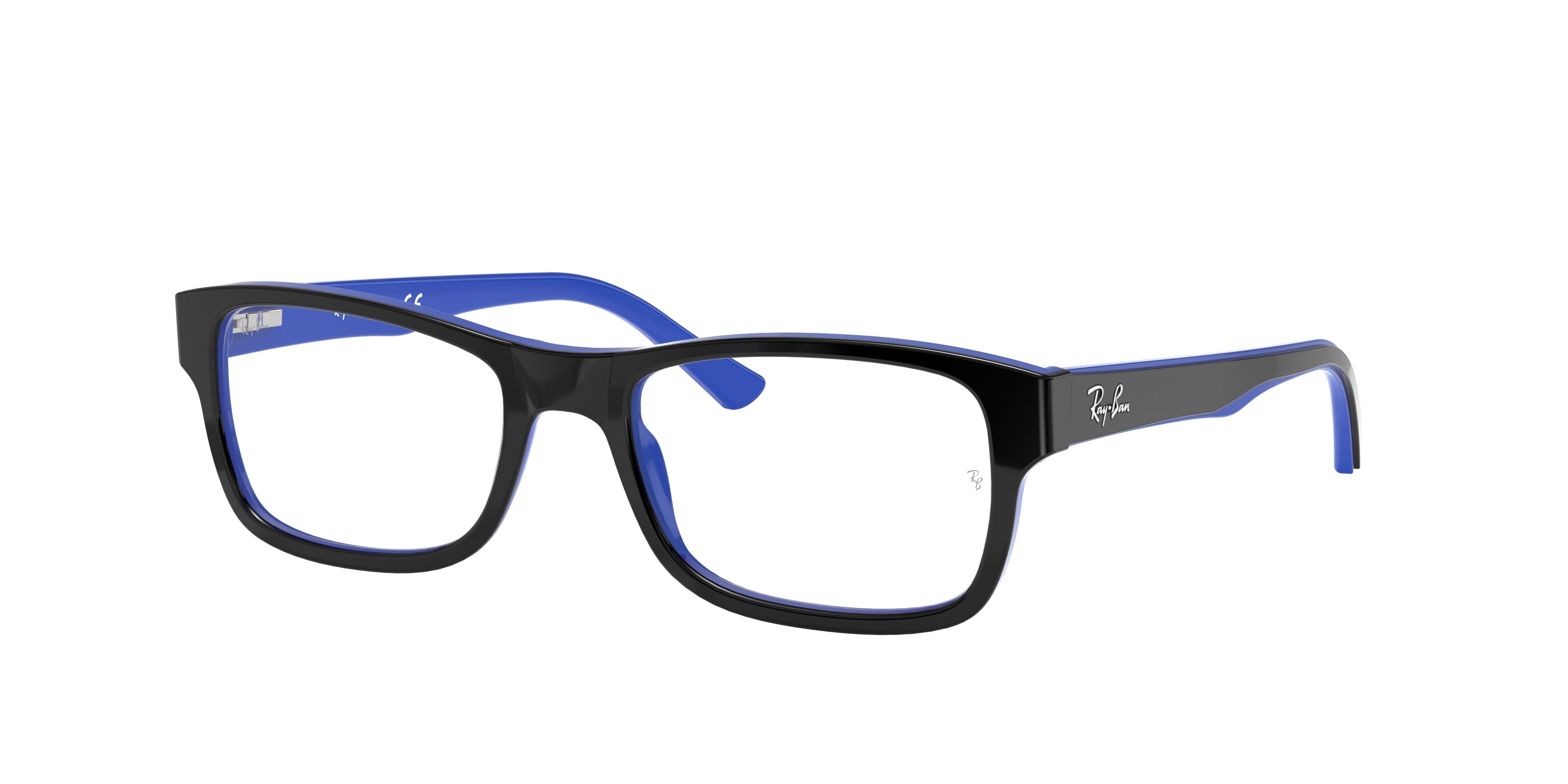 Ray-Ban Optical RX5268 Square Eyeglasses  5179-Black On Blue 52-135-17 - Color Map Black