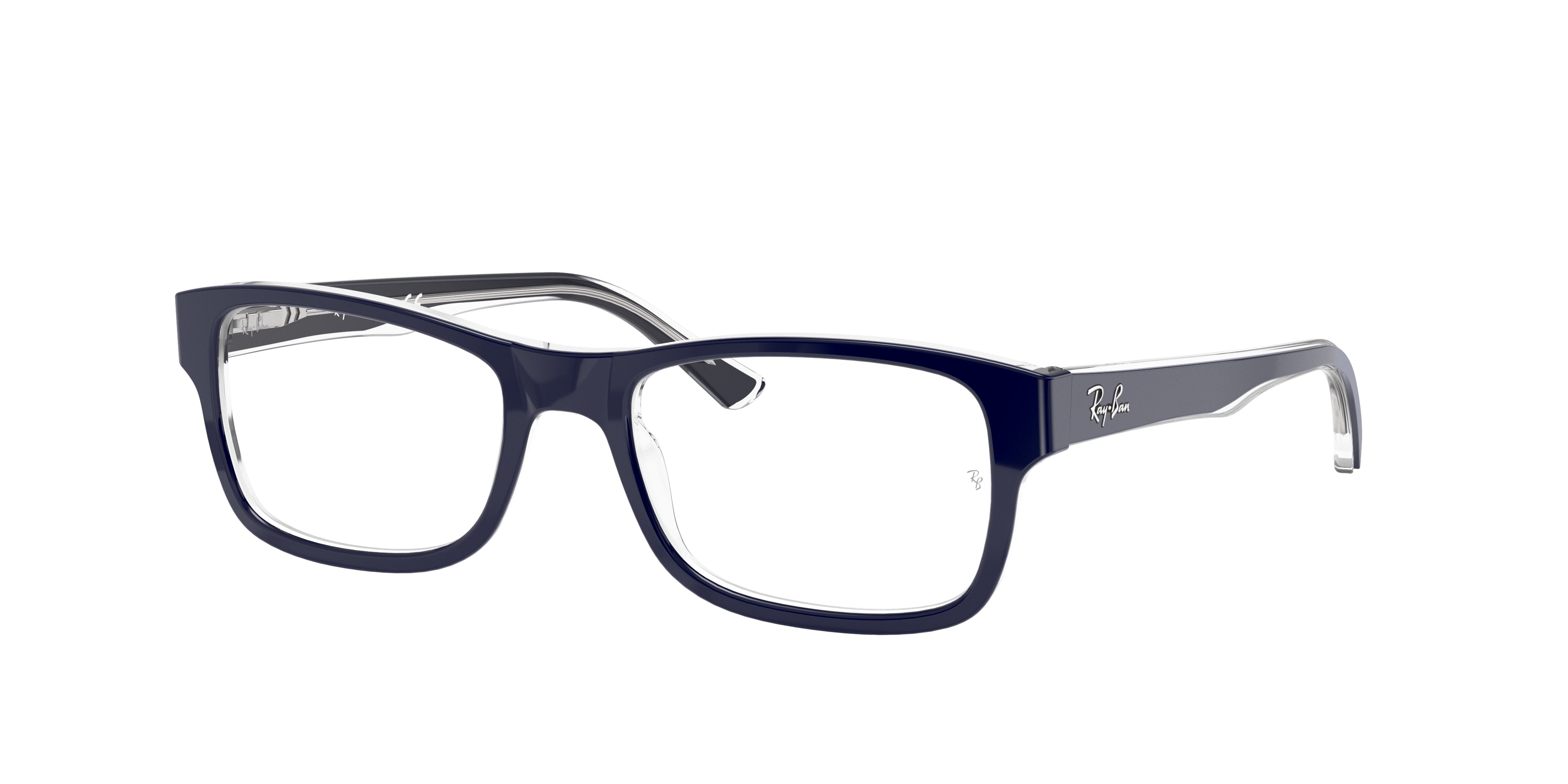 Ray-Ban Optical RX5268 Square Eyeglasses  5739-Blue On Transparent 55-150-18 - Color Map Blue