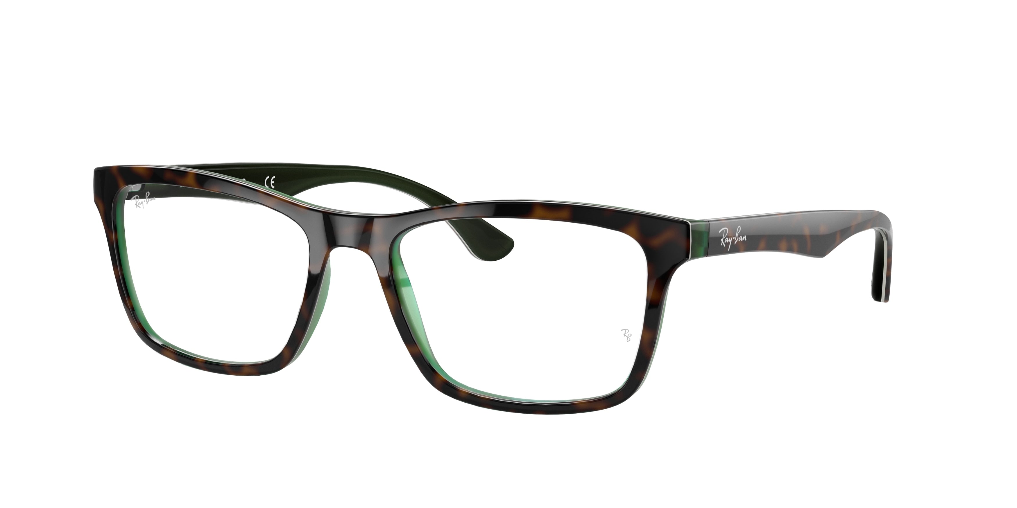 Ray-Ban Optical RX5279 Square Eyeglasses  5974-Havana On Transparent Green 57-150-18 - Color Map Brown