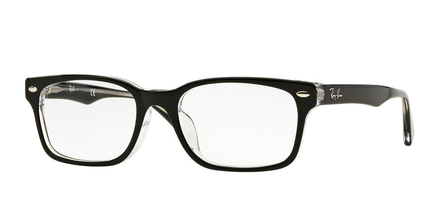 Ray-Ban Optical RX5286F Square Eyeglasses  2034-TOP BLACK ON TRANSPARENT 53-18-140 - Color Map black