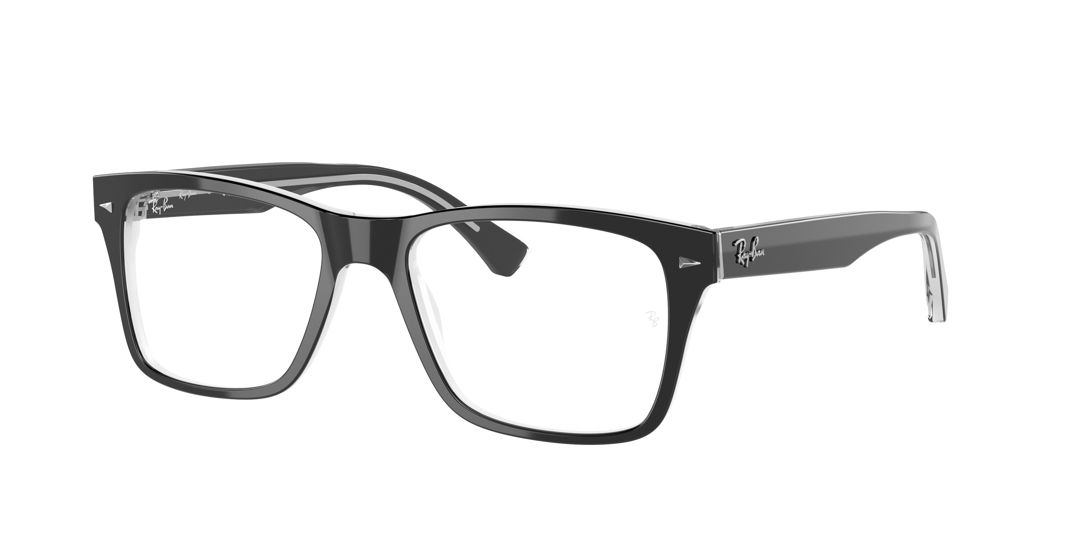 Ray-Ban Optical RX5308 Square Eyeglasses  2034-Black On Transparent 53-145-18 - Color Map Black
