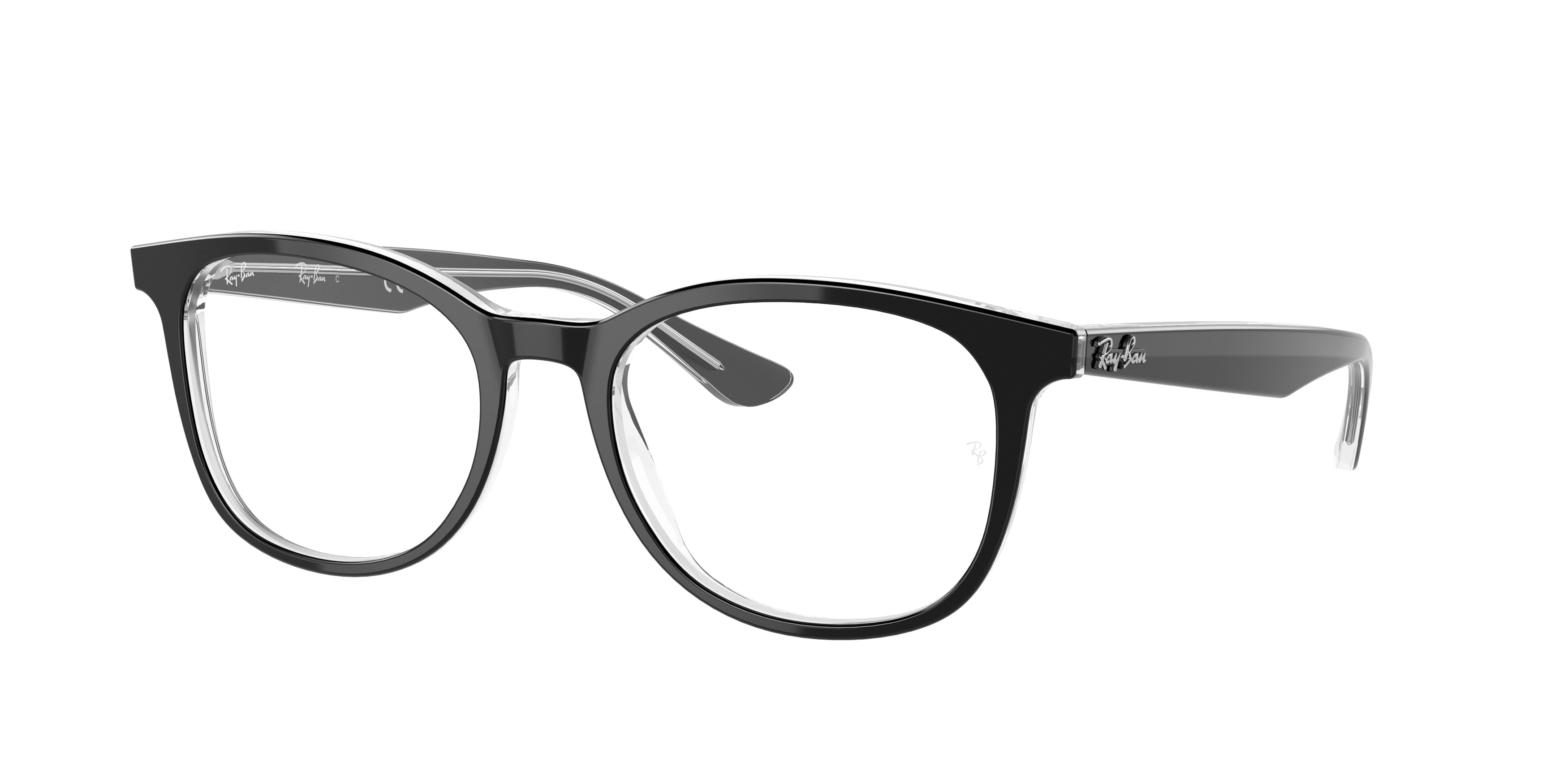 Ray-Ban Optical RX5356 Square Eyeglasses  2034-Black On Transparent 52-145-19 - Color Map Black