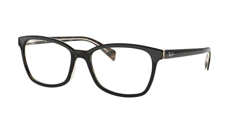 Ray-Ban Optical RX5362F Butterfly Eyeglasses  5912-TOP BLACK/DARK BROWN/YELLOW 54-17-145 - Color Map havana