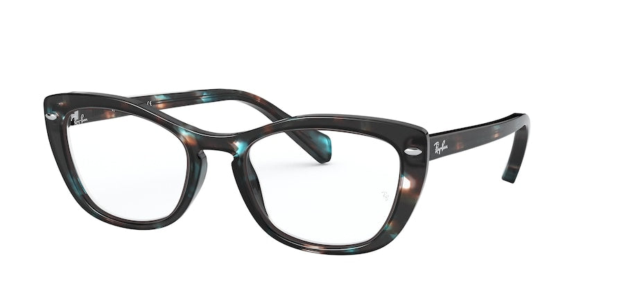 Ray-Ban Optical RX5366 Butterfly Eyeglasses  5949-HAVANA OPAL LIGHT BLUE 54-18-140 - Color Map blue