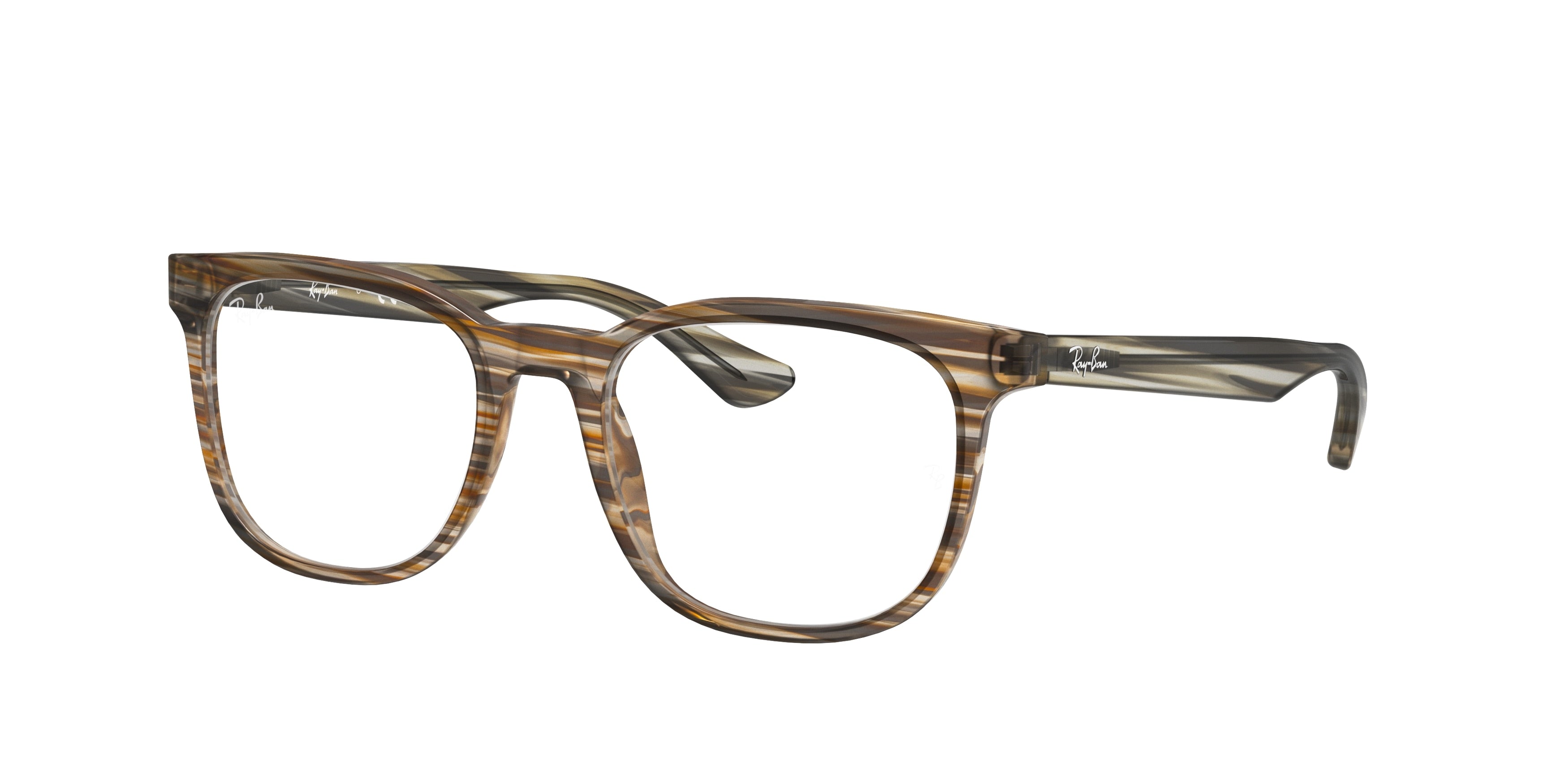 Ray-Ban Optical RX5369 Square Eyeglasses  5751-Striped Brown & Grey 52-145-18 - Color Map Brown