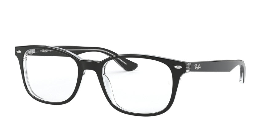 Ray-Ban Optical RX5375F Square Eyeglasses  2034-TOP BLACK ON TRANSPARENT 53-18-145 - Color Map black