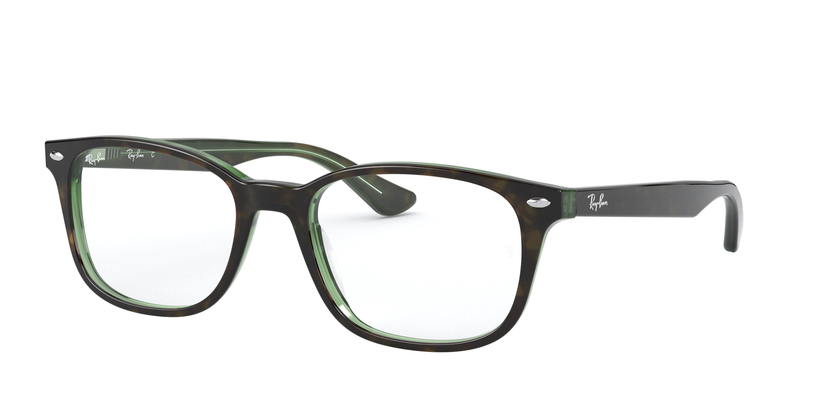 Ray-Ban Optical RX5375 Square Eyeglasses  2383-Havana On Green 53-145-18 - Color Map Brown