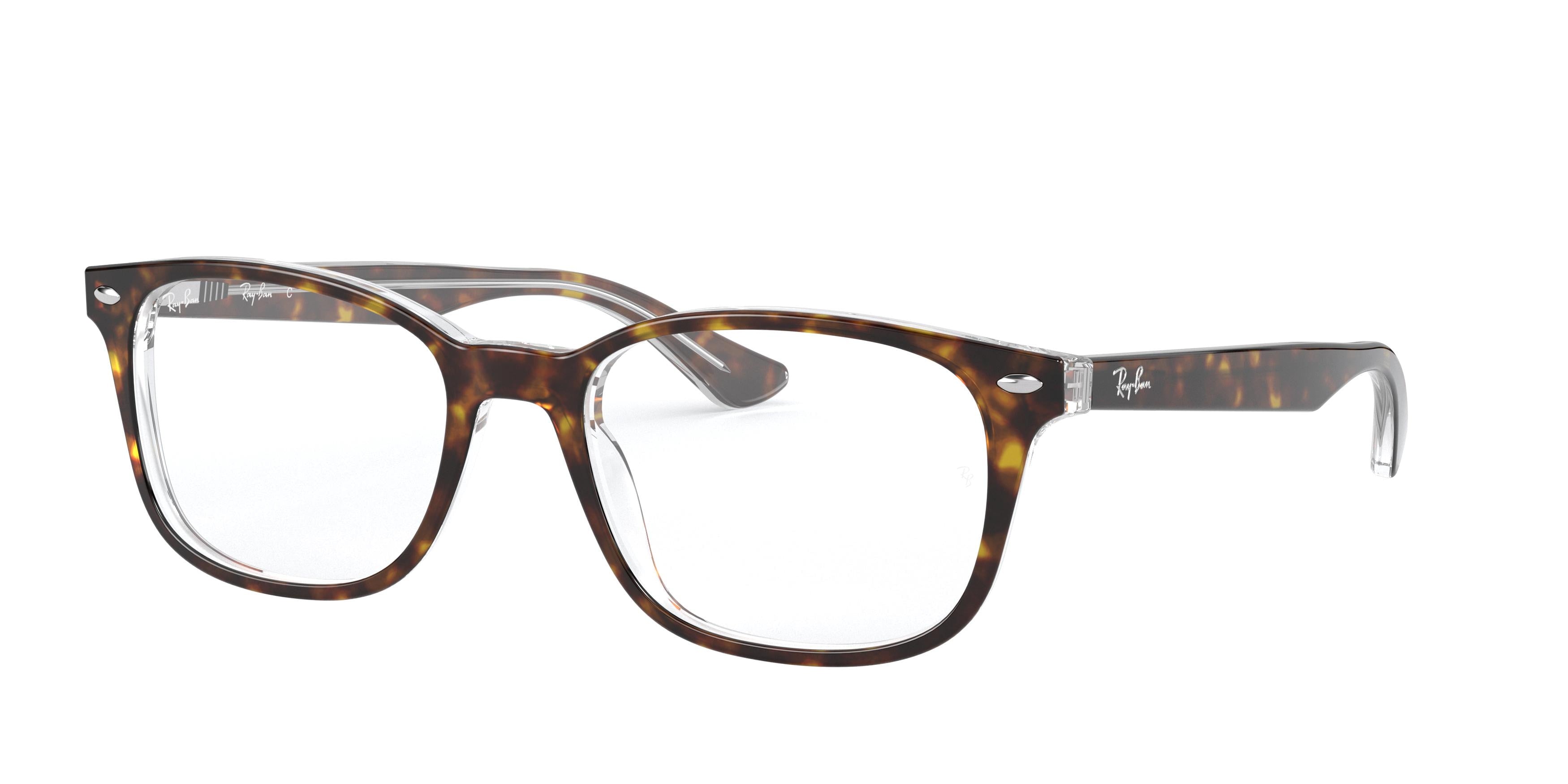 Ray-Ban Optical RX5375 Square Eyeglasses  5082-Havana On Transparent 53-145-18 - Color Map Brown