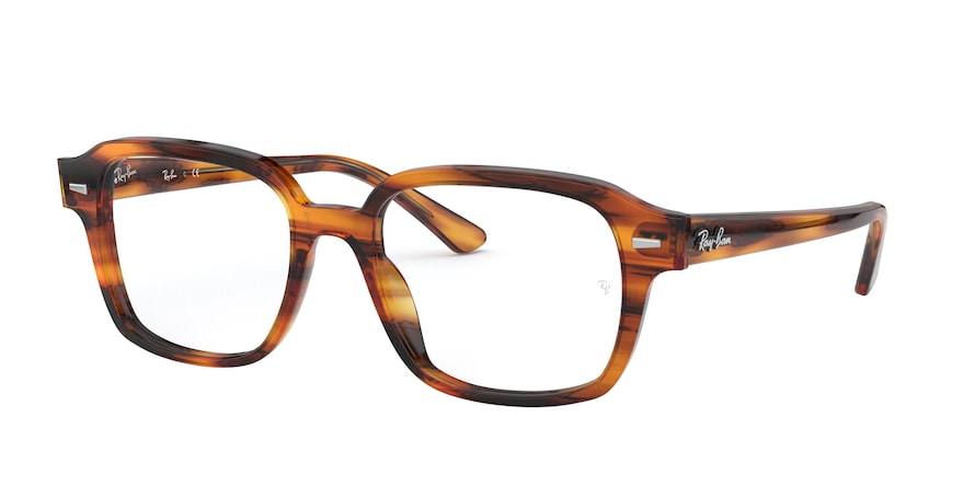 Ray-Ban Optical RX5382 Square Eyeglasses  2144-STRIPPED RED HAVANA 52-18-150 - Color Map havana