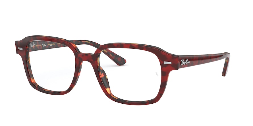 Ray-Ban Optical RX5382 Square Eyeglasses  5911-TOP TRASP RED ON HAVANA ORANGE 52-18-150 - Color Map red