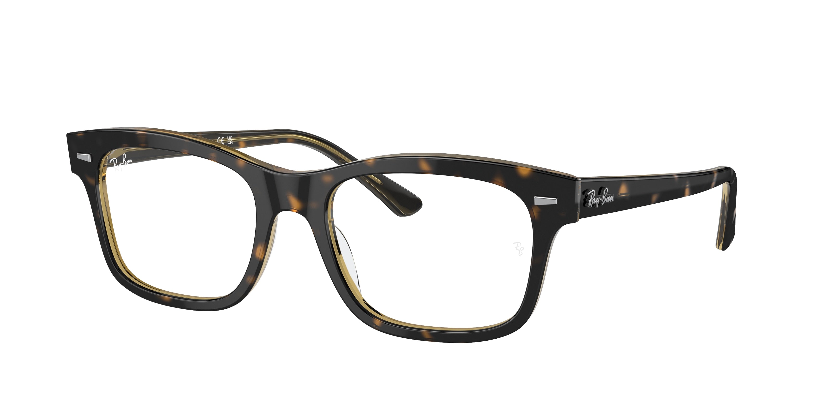 Ray-Ban Optical RX5383F Rectangle Eyeglasses  8285-Havana On Transparent 54-150-19 - Color Map Brown