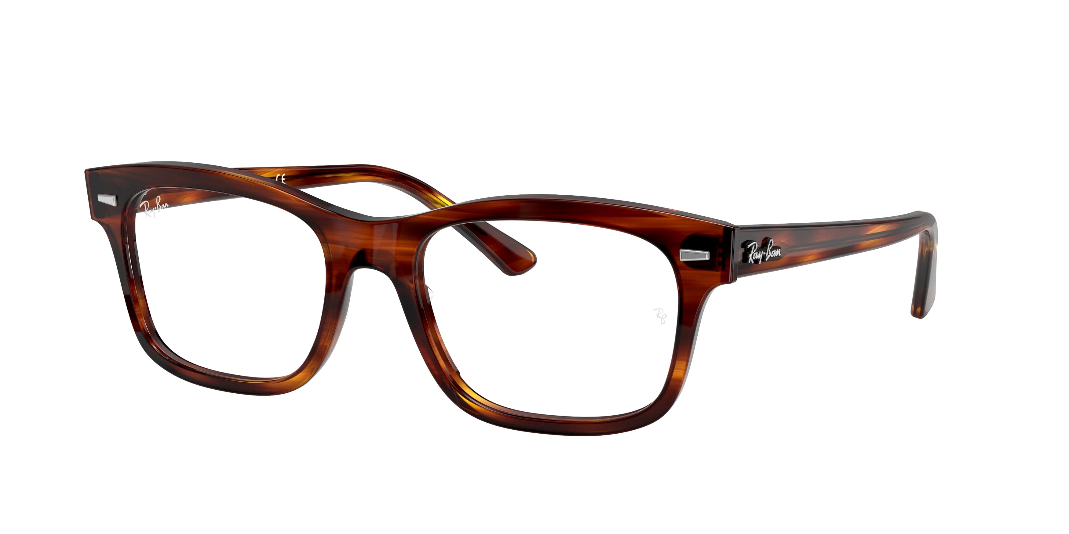 Ray-Ban Optical MR BURBANK RX5383 Rectangle Eyeglasses  2144-Striped Red Havana 54-150-19 - Color Map Red