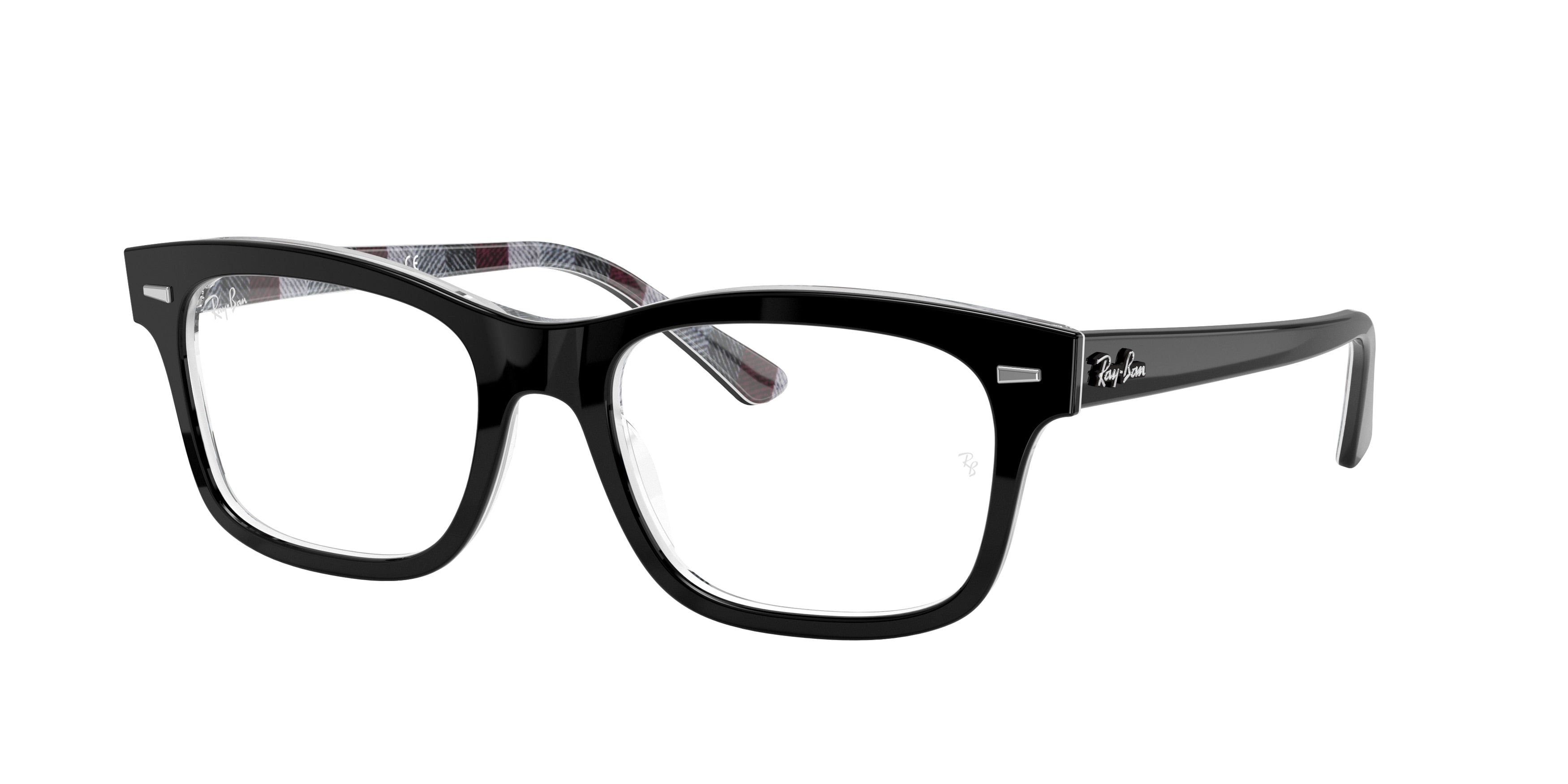 Ray-Ban Optical MR BURBANK RX5383 Rectangle Eyeglasses  8089-Black 54-150-19 - Color Map Black