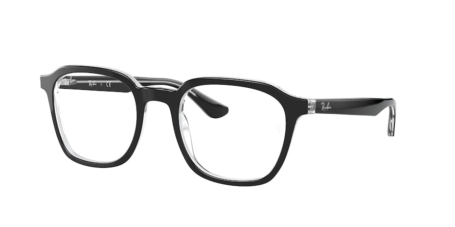 Ray-Ban Optical RX5390F Square Eyeglasses  2034-TOP BLACK ON TRASPARENT 52-21-145 - Color Map black