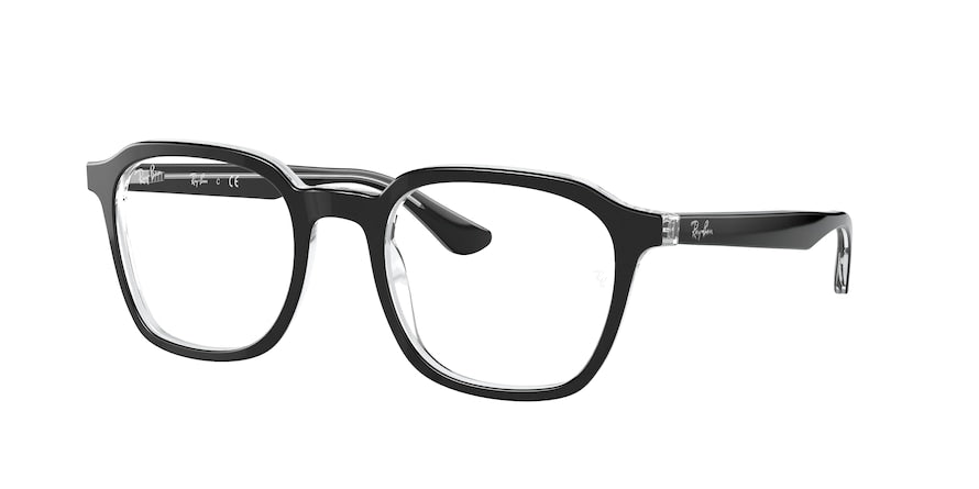 Ray-Ban Optical RX5390 Square Eyeglasses  2034-BLACK ON TRANSPARENT 52-21-145 - Color Map black