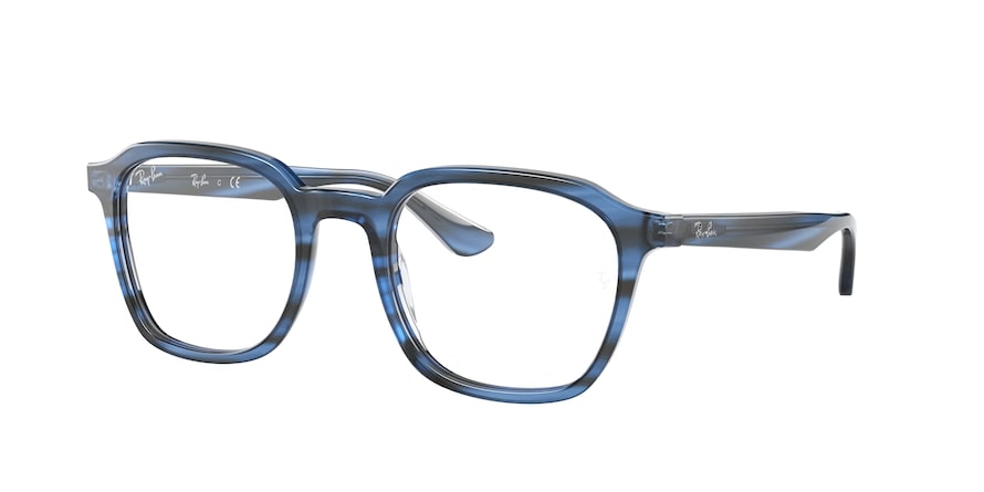 Ray-Ban Optical RX5390 Square Eyeglasses  8053-STRIPED BLUE 52-21-145 - Color Map blue